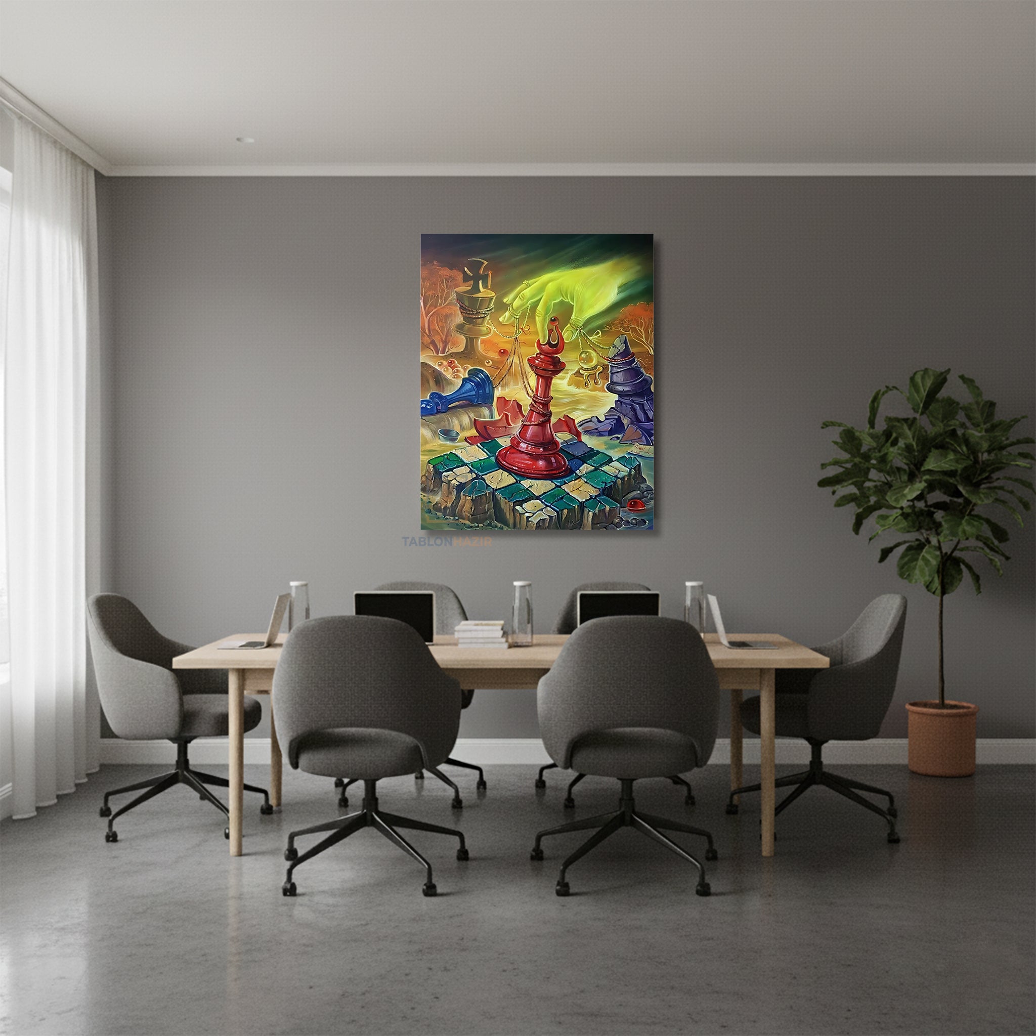 Dikey Kanvas Tablo Salon Duvar Tablosu Satrançboyutu Yeni Ev Hediyesi Ofis Tablosu