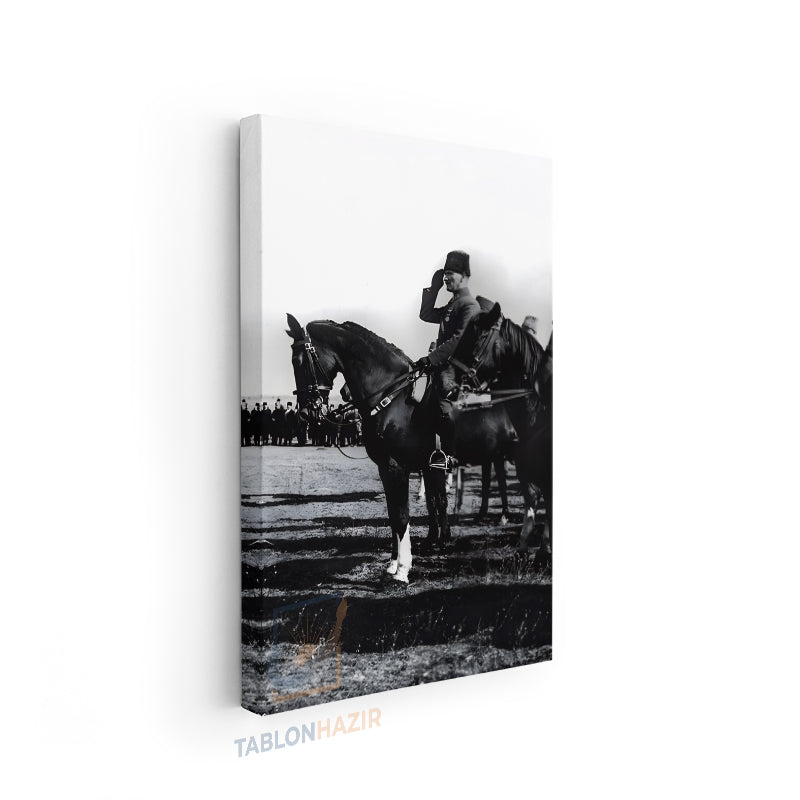 Dikey Kanvas Tablo Salon Duvar Tablosu Sb Atatürk At Ustunde Yeni Ev Hediyesi Ofis Tablosu