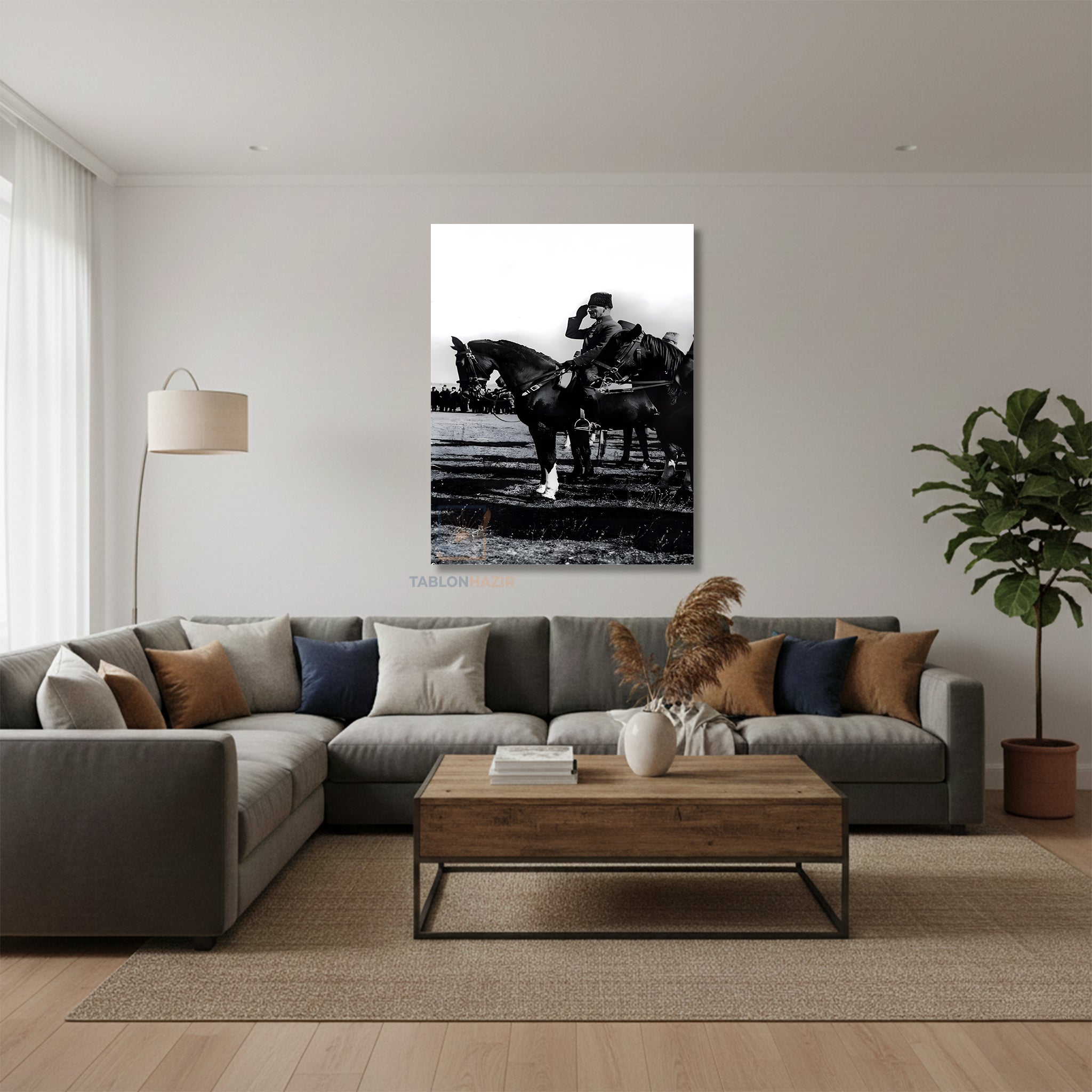 Dikey Kanvas Tablo Salon Duvar Tablosu Sb Atatürk At Ustunde Yeni Ev Hediyesi Ofis Tablosu