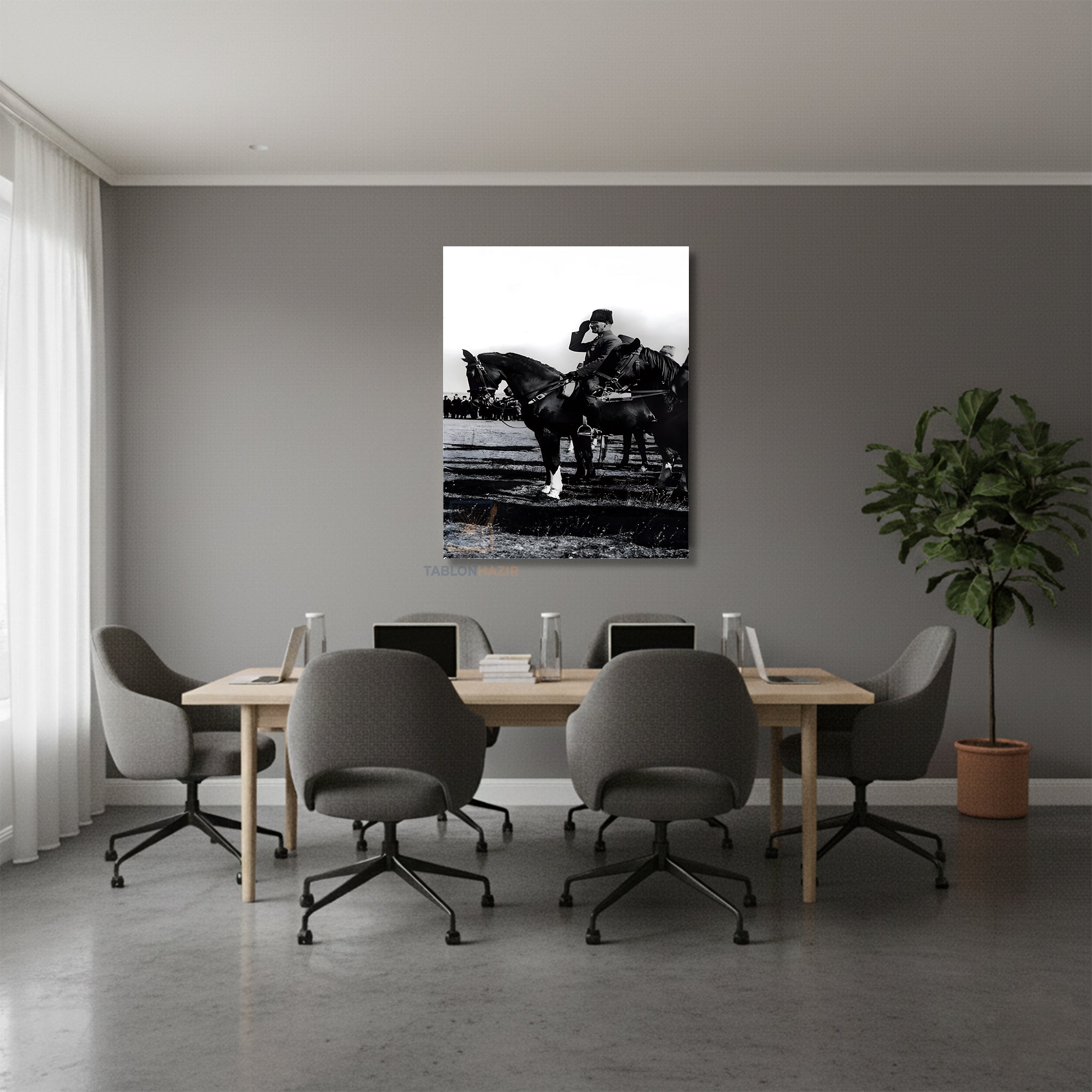 Dikey Kanvas Tablo Salon Duvar Tablosu Sb Atatürk At Ustunde Yeni Ev Hediyesi Ofis Tablosu