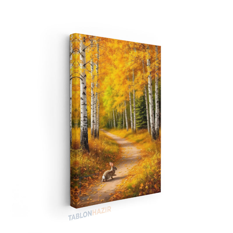 Dikey Kanvas Tablo Salon Duvar Tablosu Sonbahart Tavsan Yeni Ev Hediyesi Ofis Tablosu