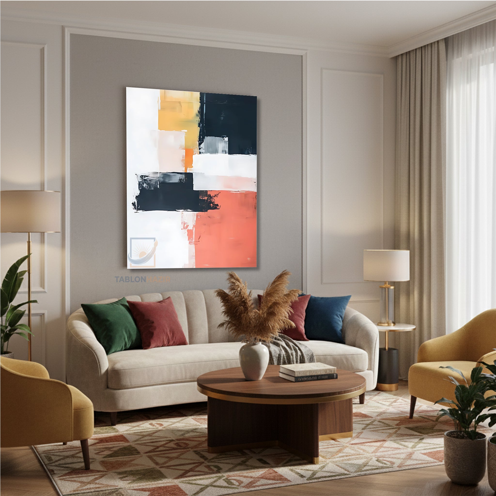 Dikey Kanvas Tablo Salon Duvar Tablosu Soyut 0002 Yeni Ev Hediyesi Ofis Tablosu