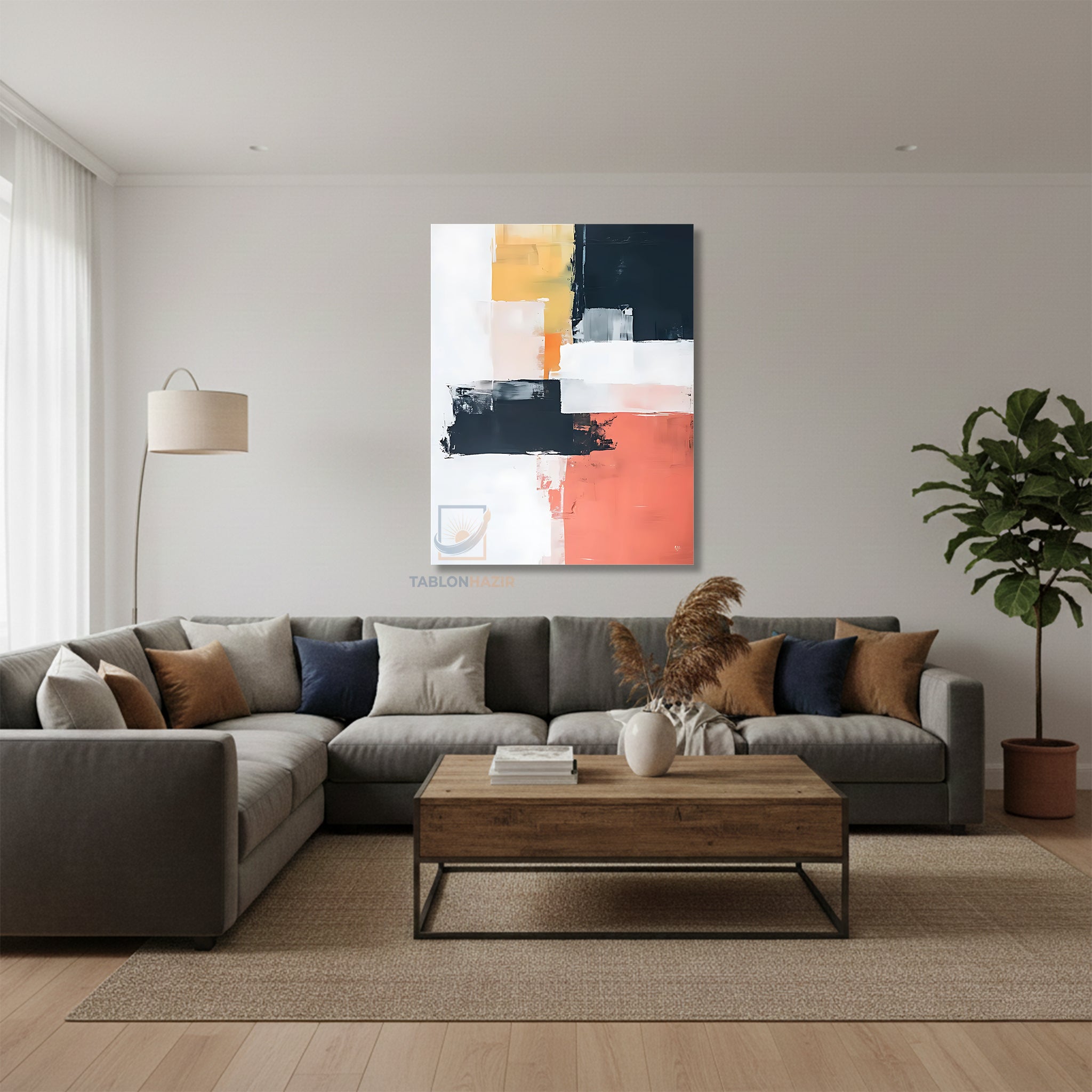 Dikey Kanvas Tablo Salon Duvar Tablosu Soyut 0002 Yeni Ev Hediyesi Ofis Tablosu