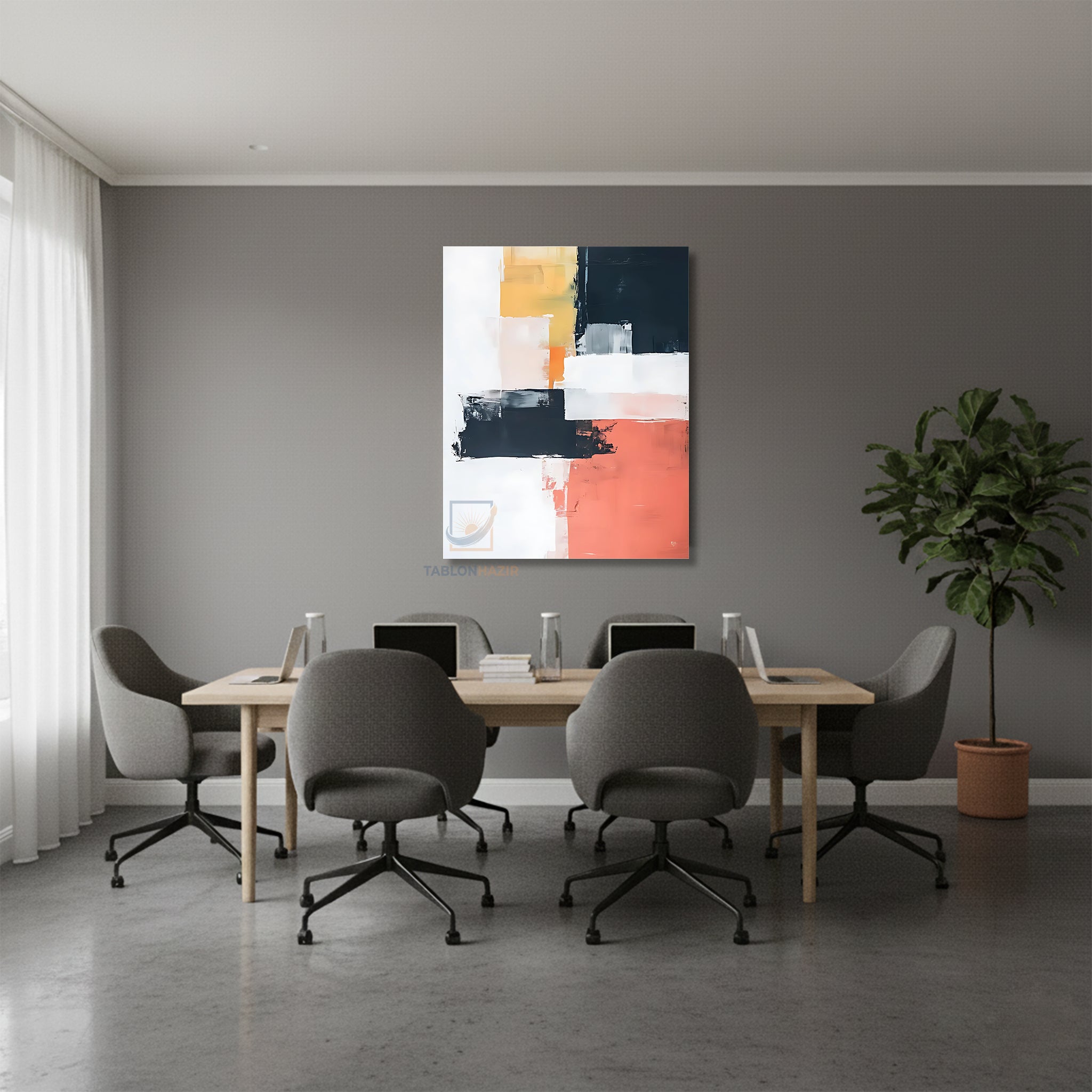 Dikey Kanvas Tablo Salon Duvar Tablosu Soyut 0002 Yeni Ev Hediyesi Ofis Tablosu
