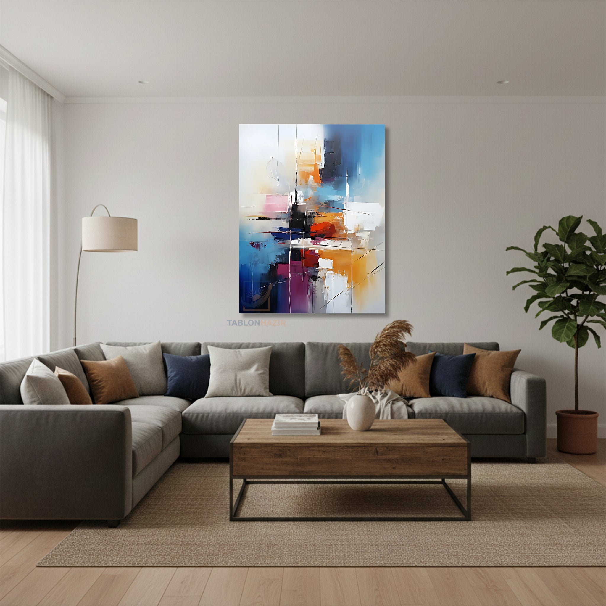 Dikey Kanvas Tablo Salon Duvar Tablosu Soyut 0003 Yeni Ev Hediyesi Ofis Tablosu