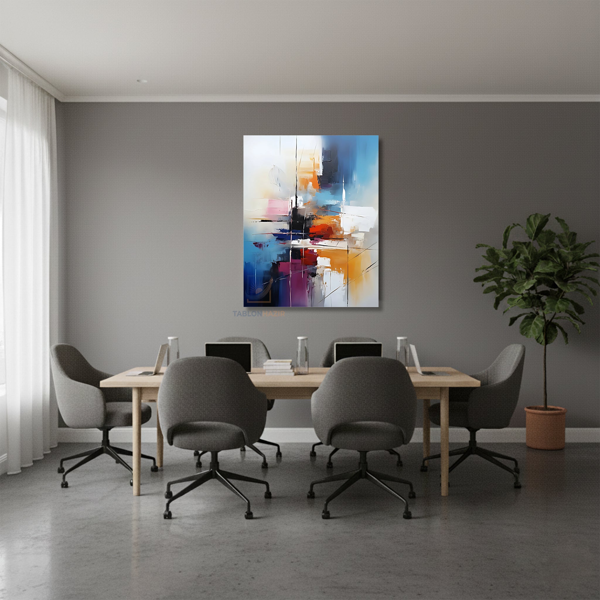 Dikey Kanvas Tablo Salon Duvar Tablosu Soyut 0003 Yeni Ev Hediyesi Ofis Tablosu