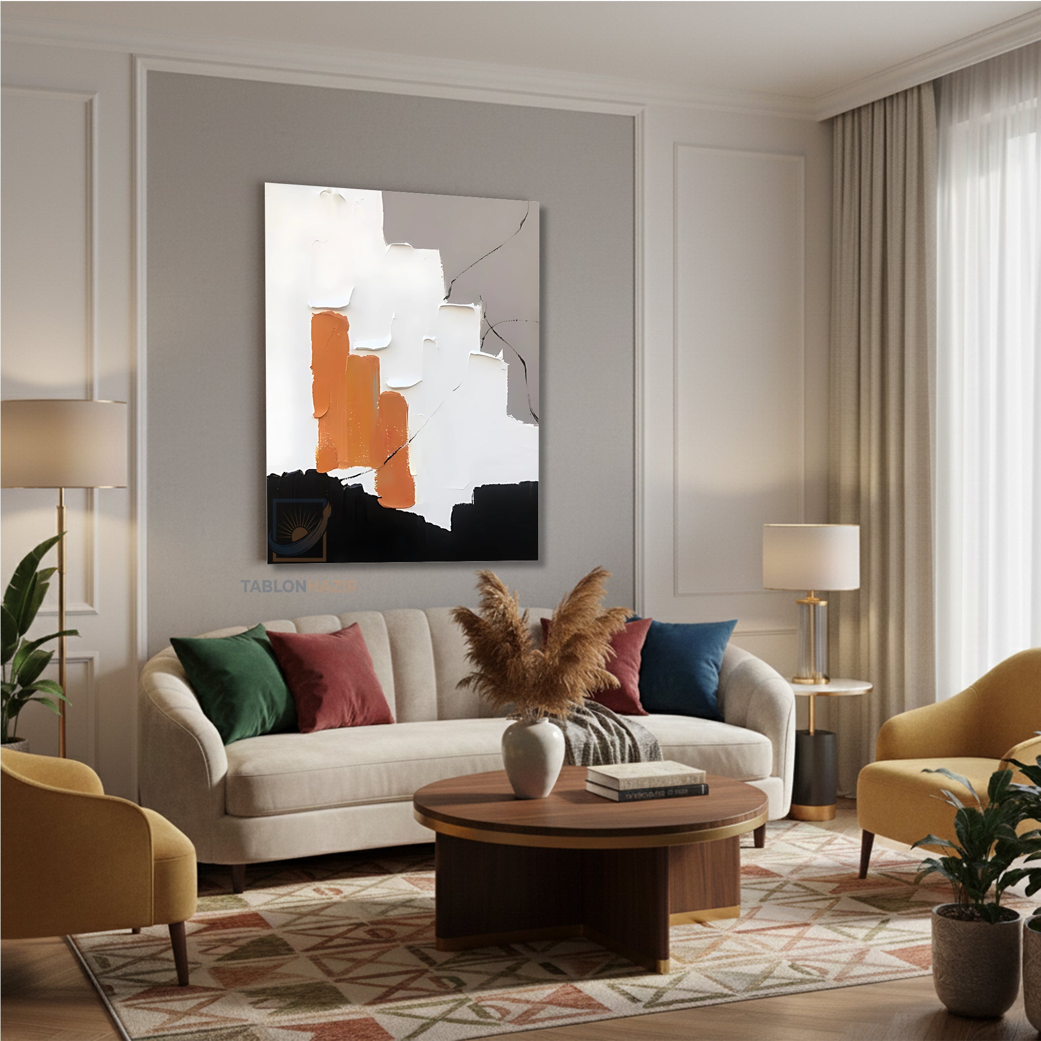Dikey Kanvas Tablo Salon Duvar Tablosu Soyut 0004 Yeni Ev Hediyesi Ofis Tablosu