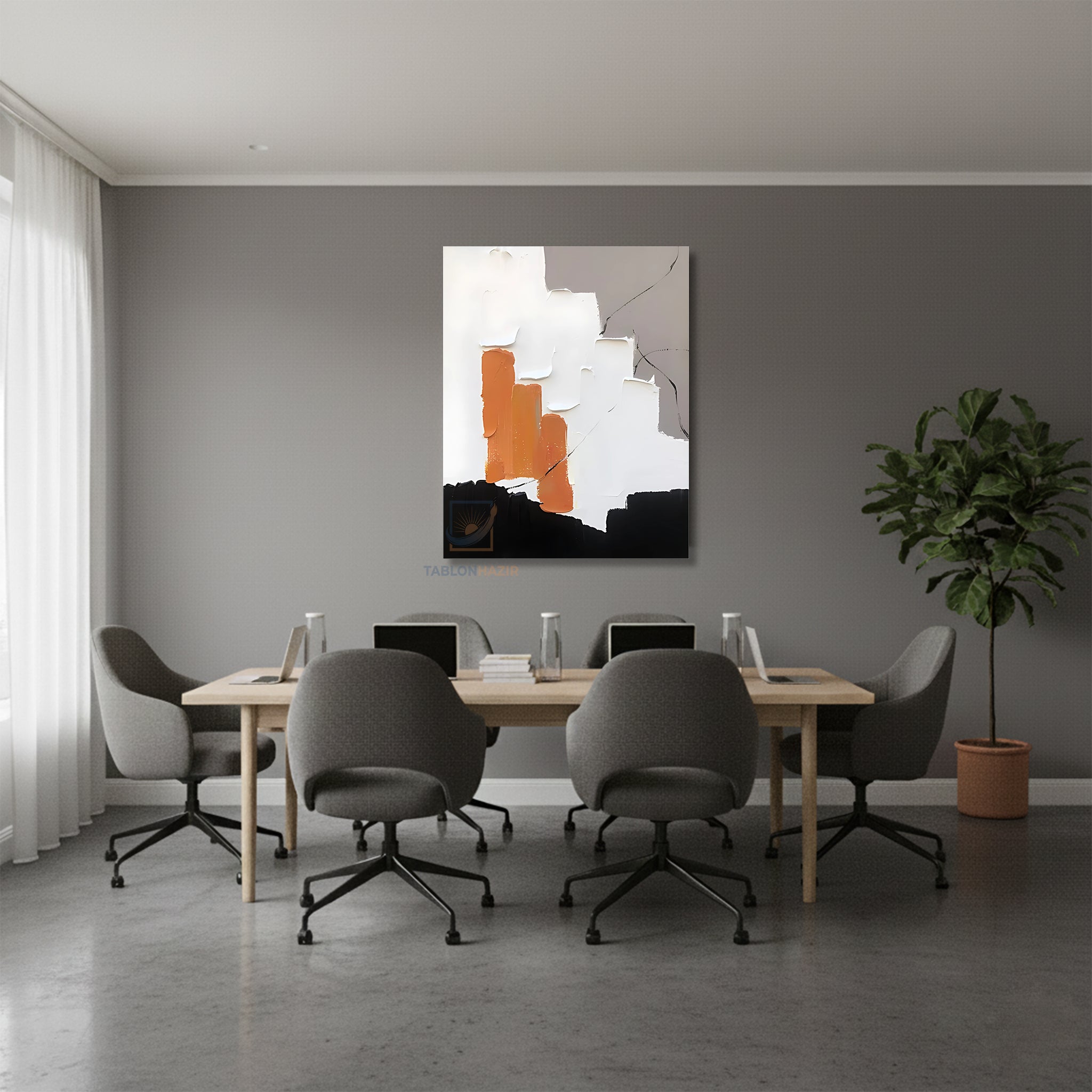 Dikey Kanvas Tablo Salon Duvar Tablosu Soyut 0004 Yeni Ev Hediyesi Ofis Tablosu