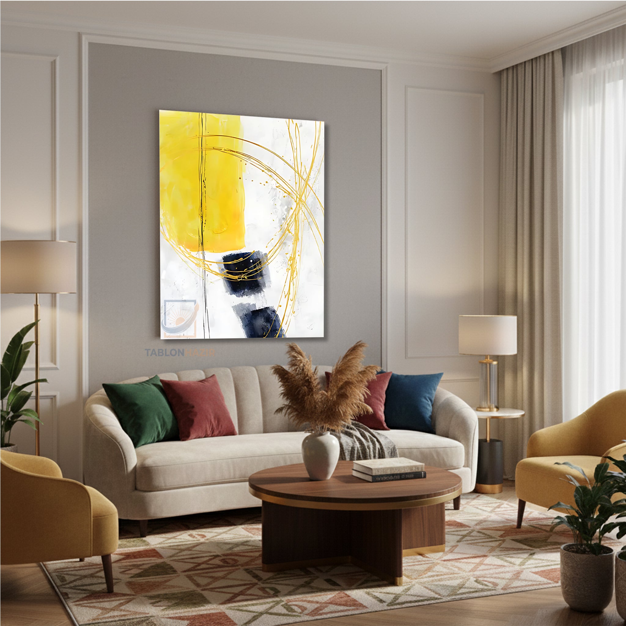 Dikey Kanvas Tablo Salon Duvar Tablosu Soyut 0005 Yeni Ev Hediyesi Ofis Tablosu