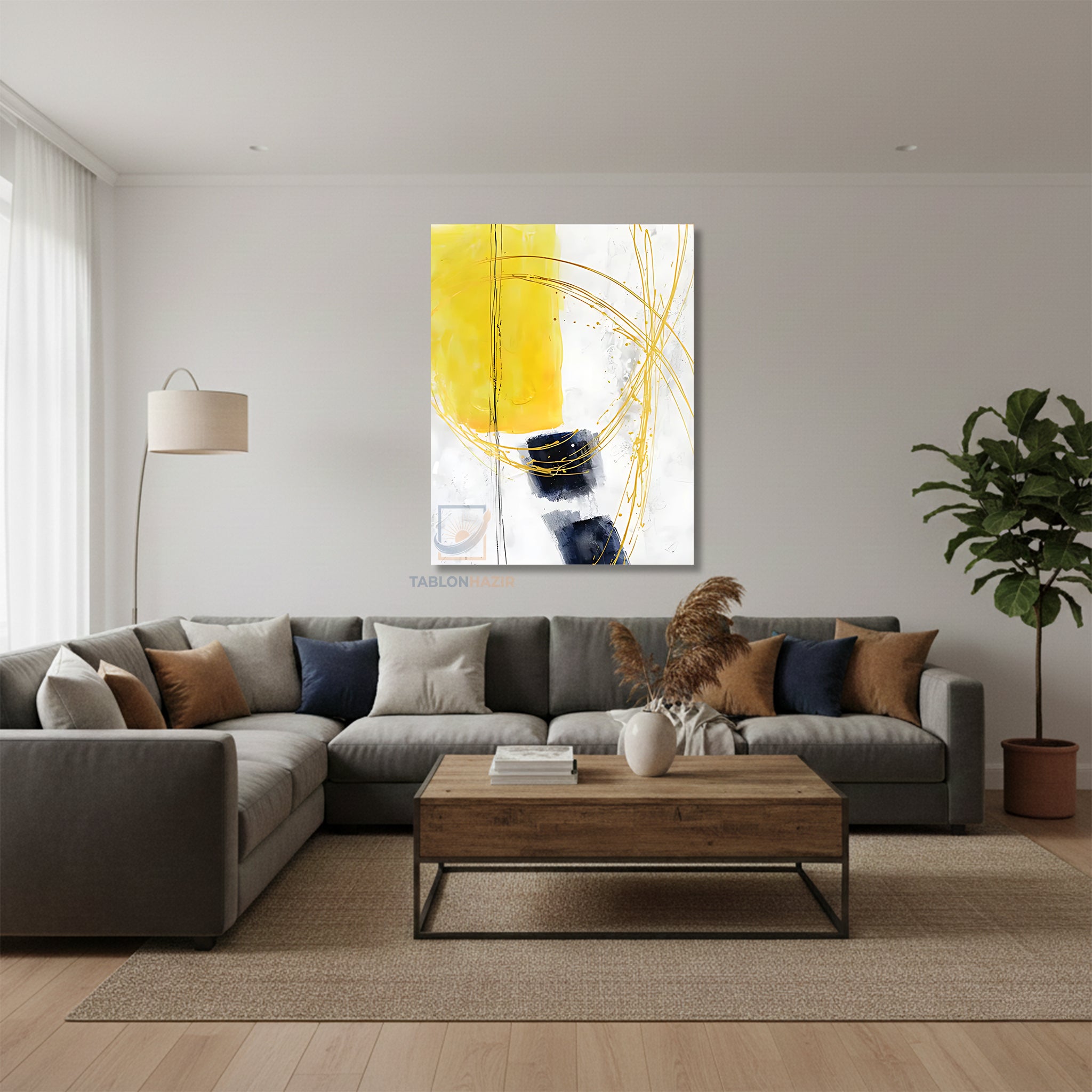 Dikey Kanvas Tablo Salon Duvar Tablosu Soyut 0005 Yeni Ev Hediyesi Ofis Tablosu