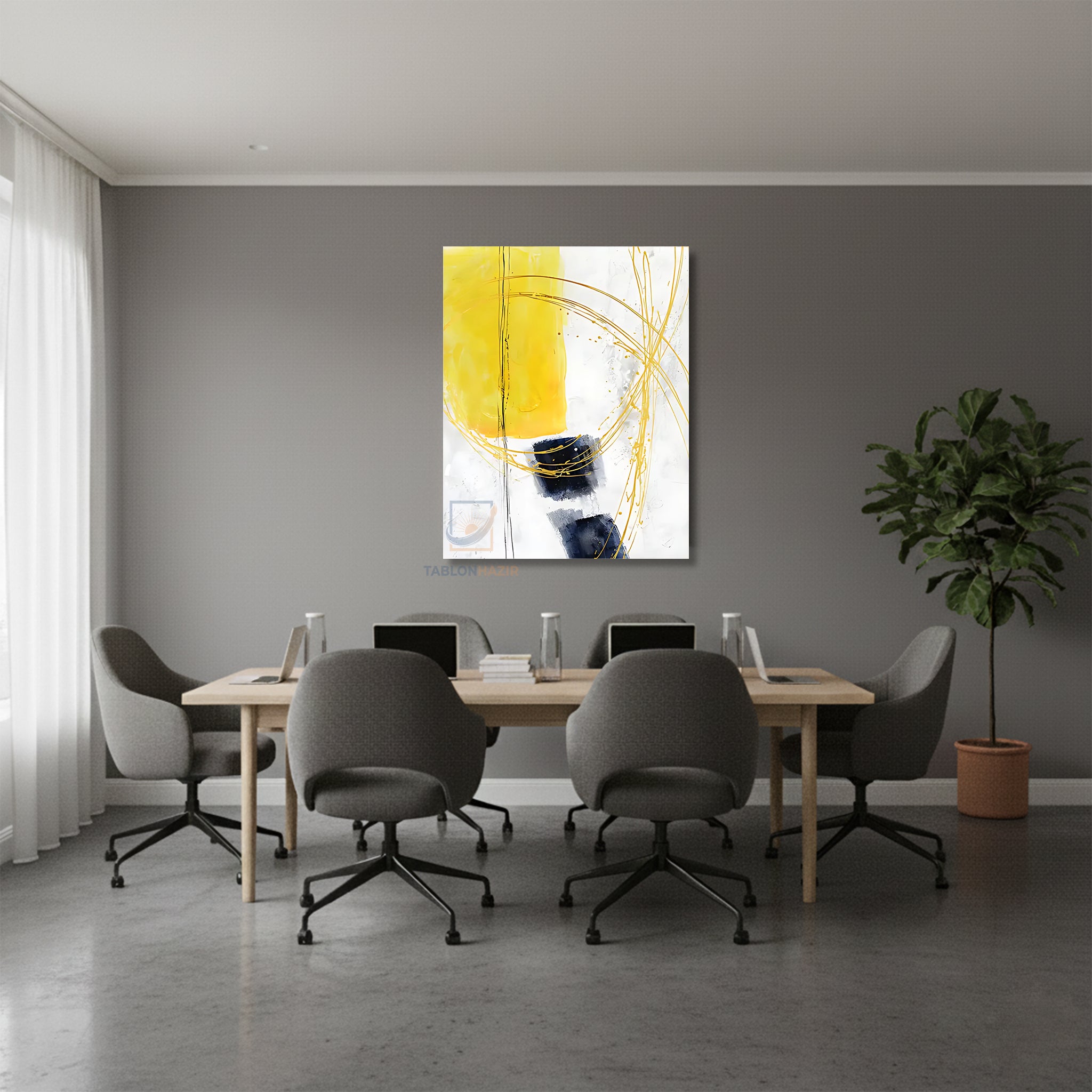 Dikey Kanvas Tablo Salon Duvar Tablosu Soyut 0005 Yeni Ev Hediyesi Ofis Tablosu