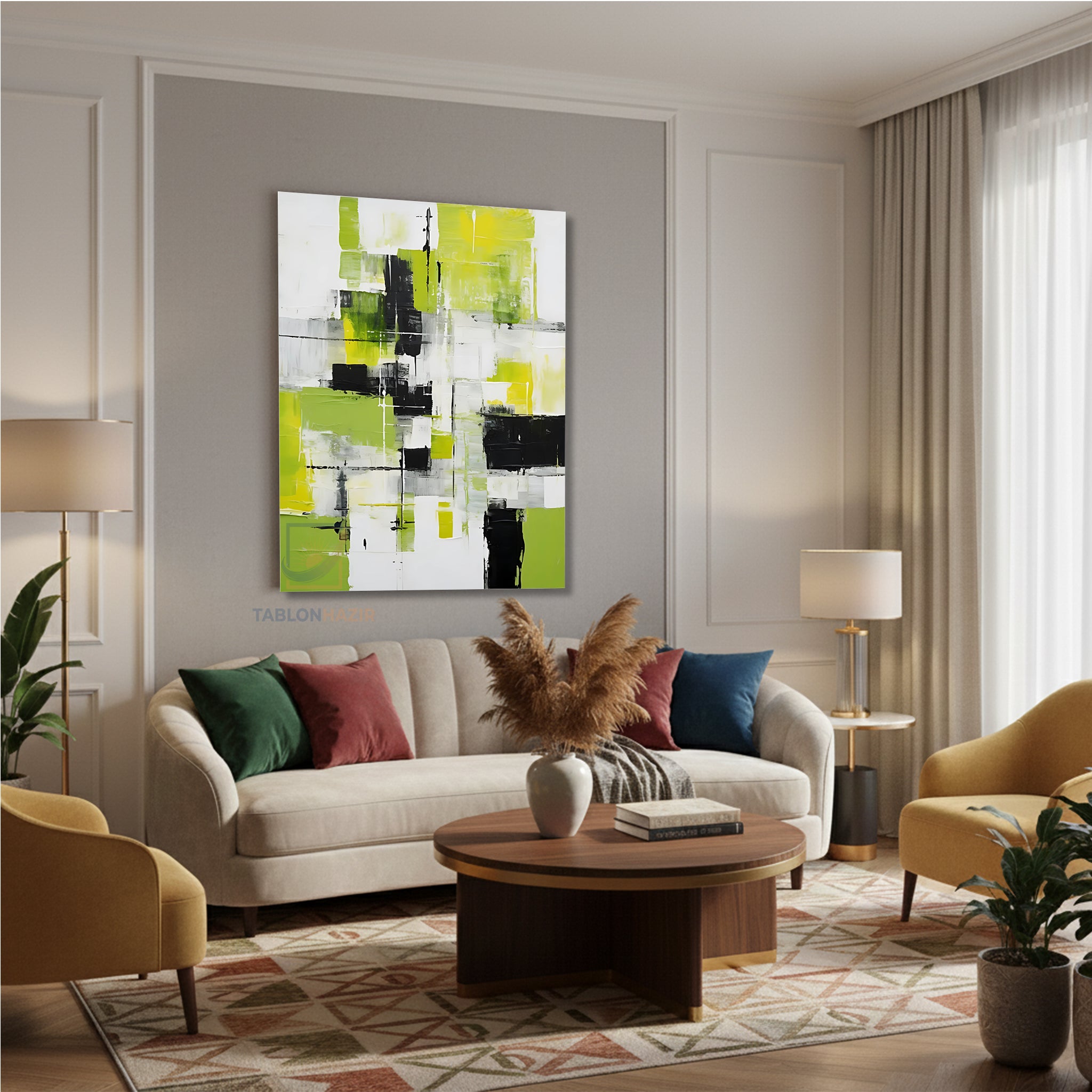 Dikey Kanvas Tablo Salon Duvar Tablosu Soyut 0007 Yeni Ev Hediyesi Ofis Tablosu