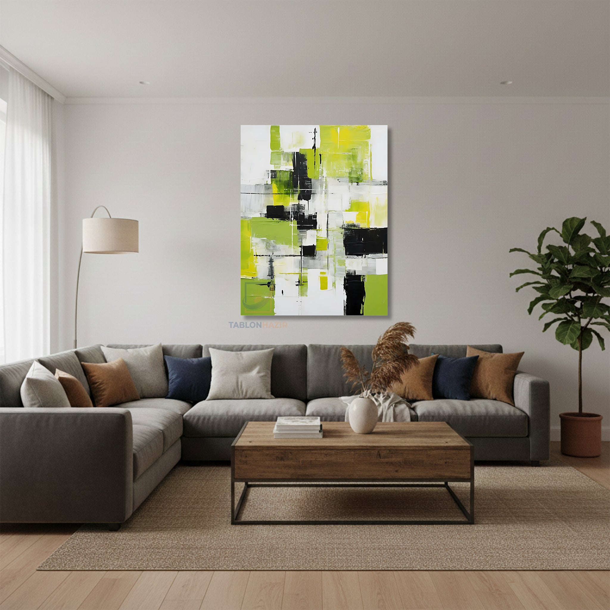 Dikey Kanvas Tablo Salon Duvar Tablosu Soyut 0007 Yeni Ev Hediyesi Ofis Tablosu