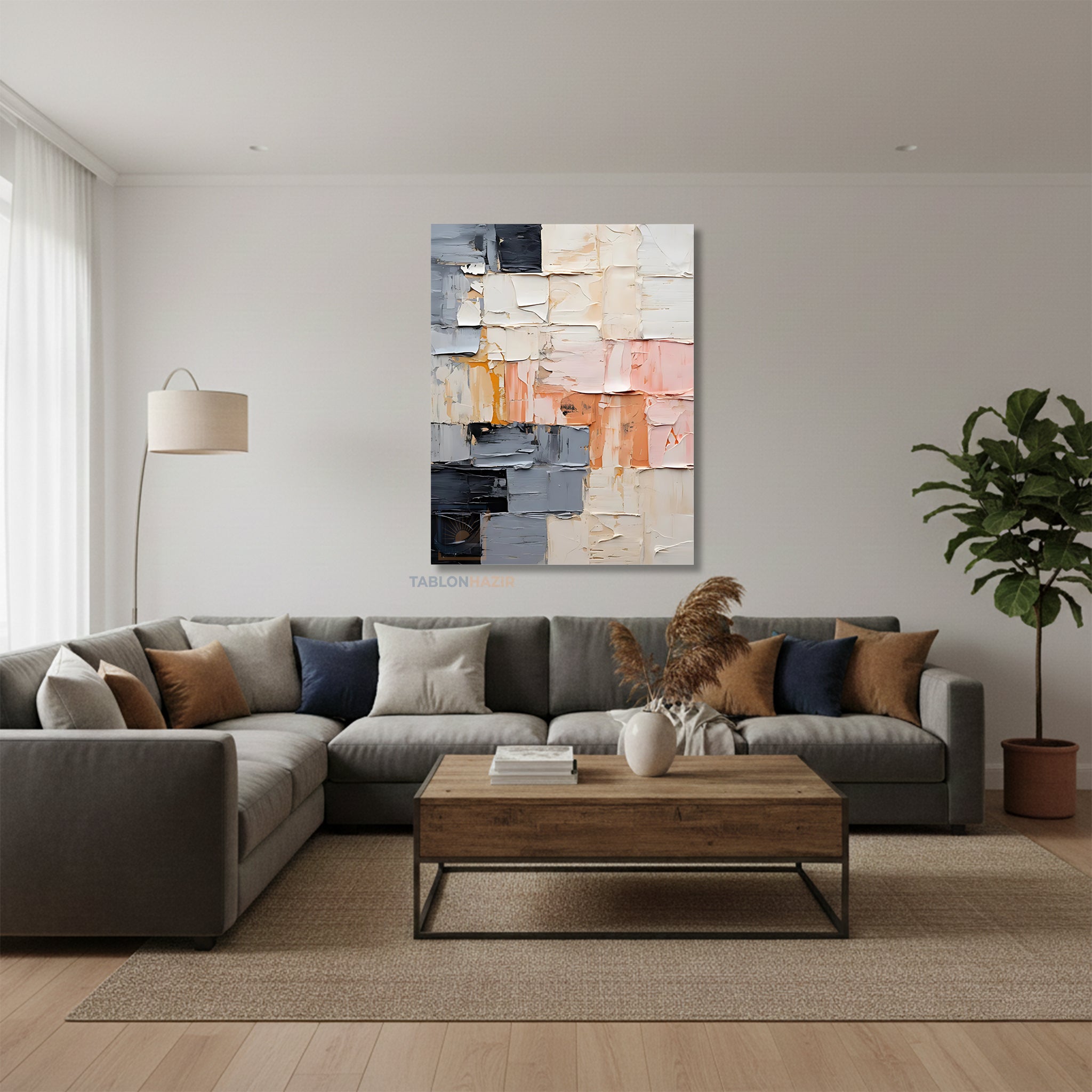 Dikey Kanvas Tablo Salon Duvar Tablosu Soyut 0008 Yeni Ev Hediyesi Ofis Tablosu