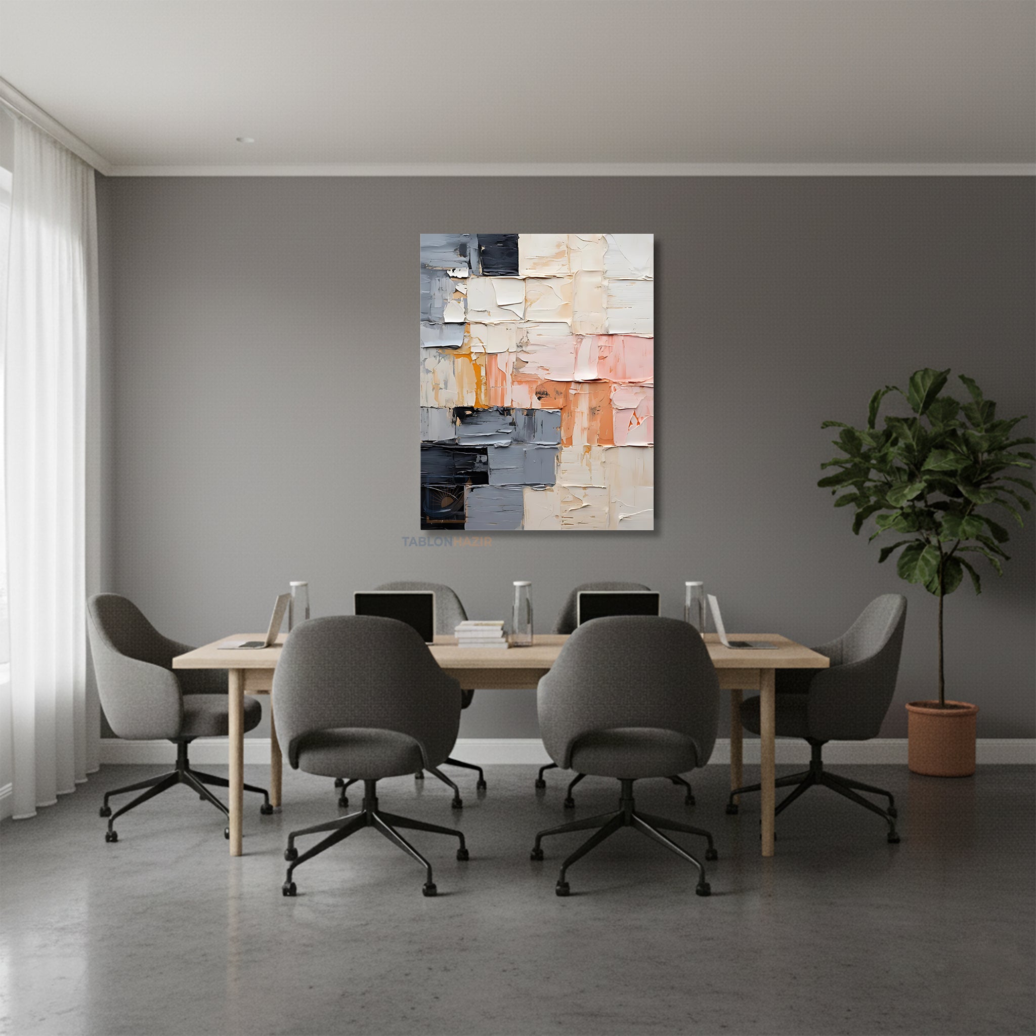 Dikey Kanvas Tablo Salon Duvar Tablosu Soyut 0008 Yeni Ev Hediyesi Ofis Tablosu