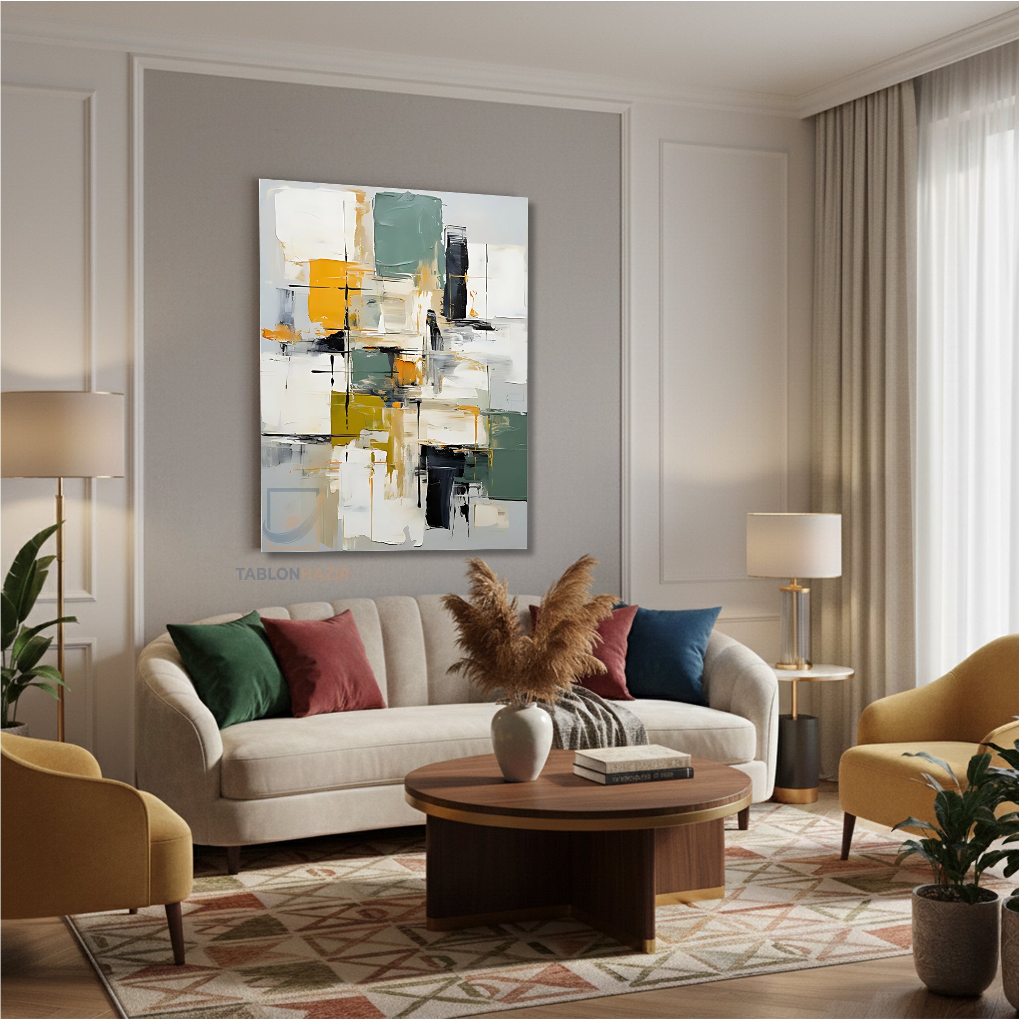 Dikey Kanvas Tablo Salon Duvar Tablosu Soyut 0009 Yeni Ev Hediyesi Ofis Tablosu