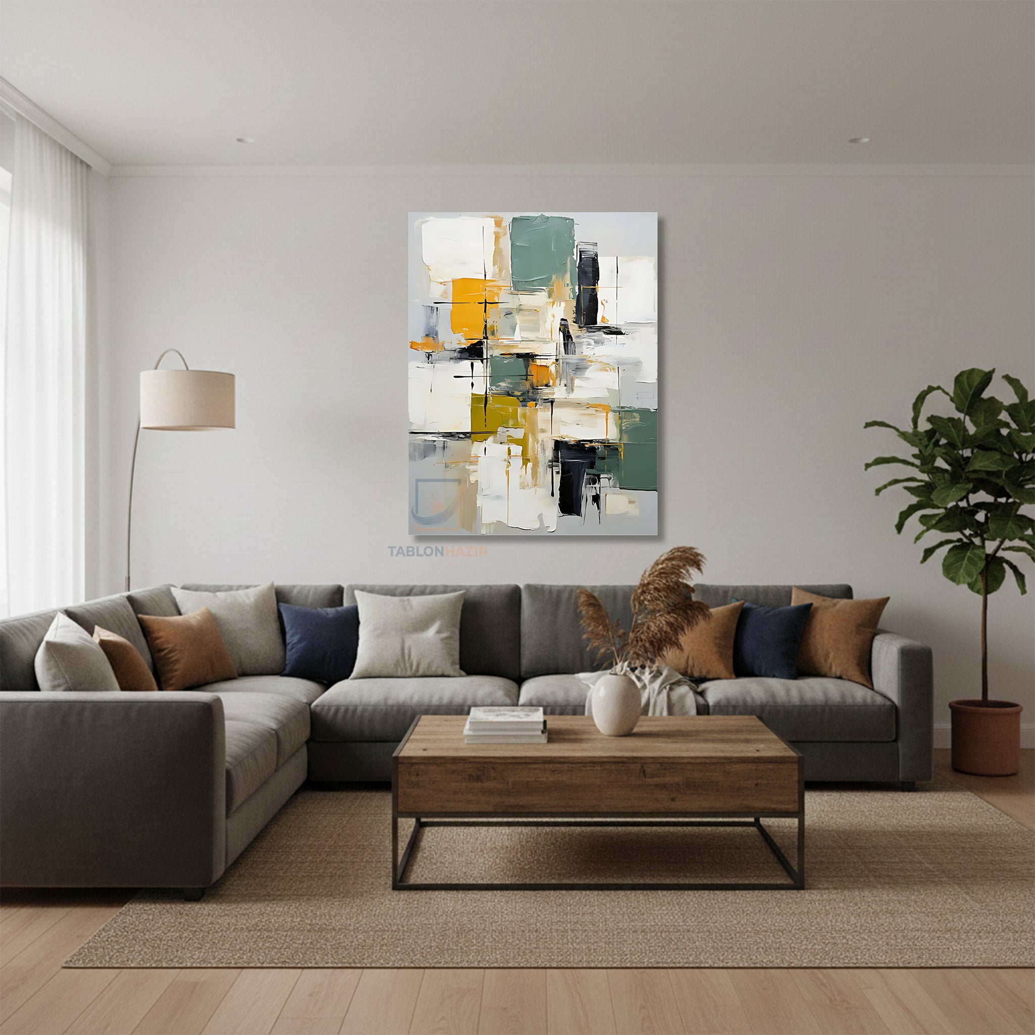 Dikey Kanvas Tablo Salon Duvar Tablosu Soyut 0009 Yeni Ev Hediyesi Ofis Tablosu