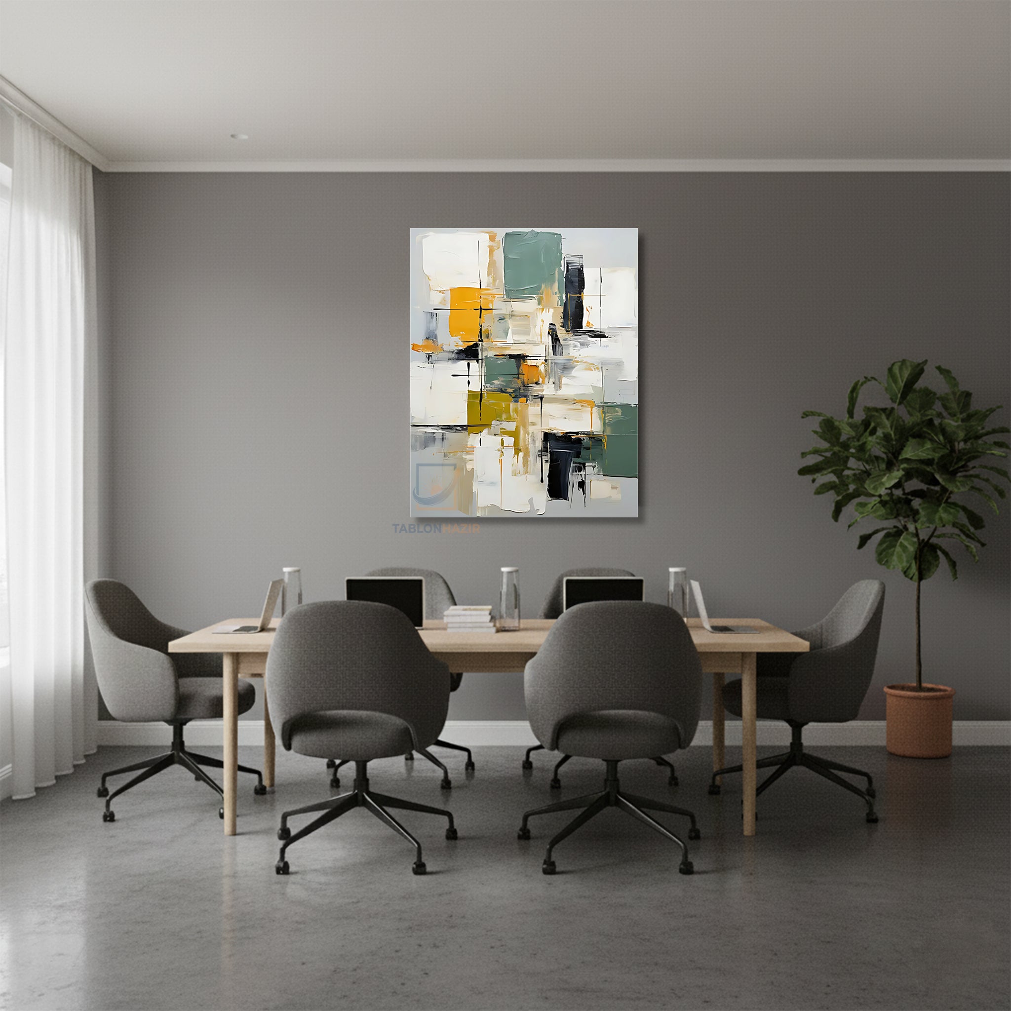 Dikey Kanvas Tablo Salon Duvar Tablosu Soyut 0009 Yeni Ev Hediyesi Ofis Tablosu