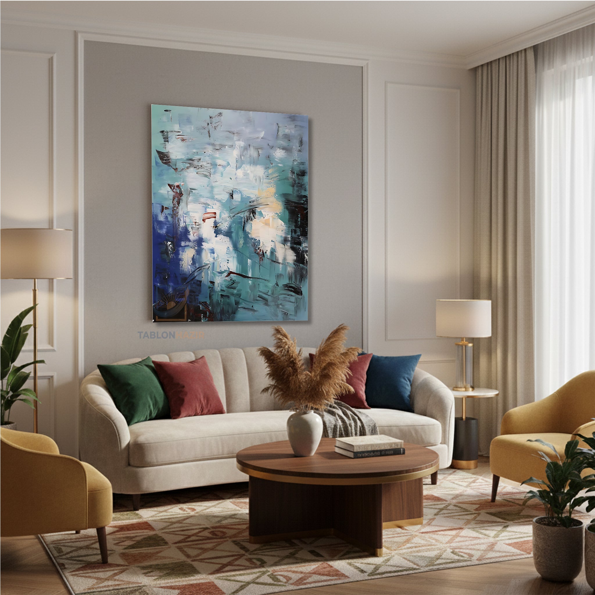 Dikey Kanvas Tablo Salon Duvar Tablosu Soyut 0010 Yeni Ev Hediyesi Ofis Tablosu