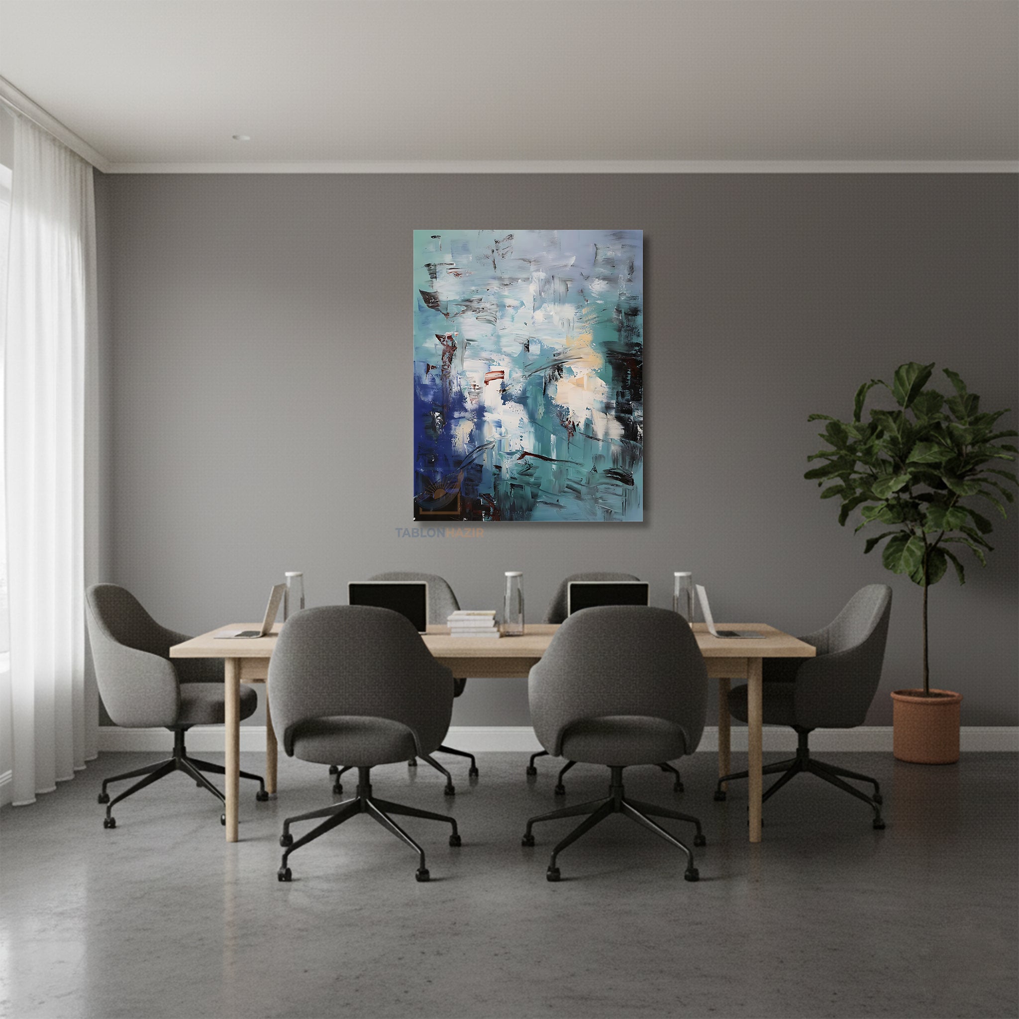 Dikey Kanvas Tablo Salon Duvar Tablosu Soyut 0010 Yeni Ev Hediyesi Ofis Tablosu