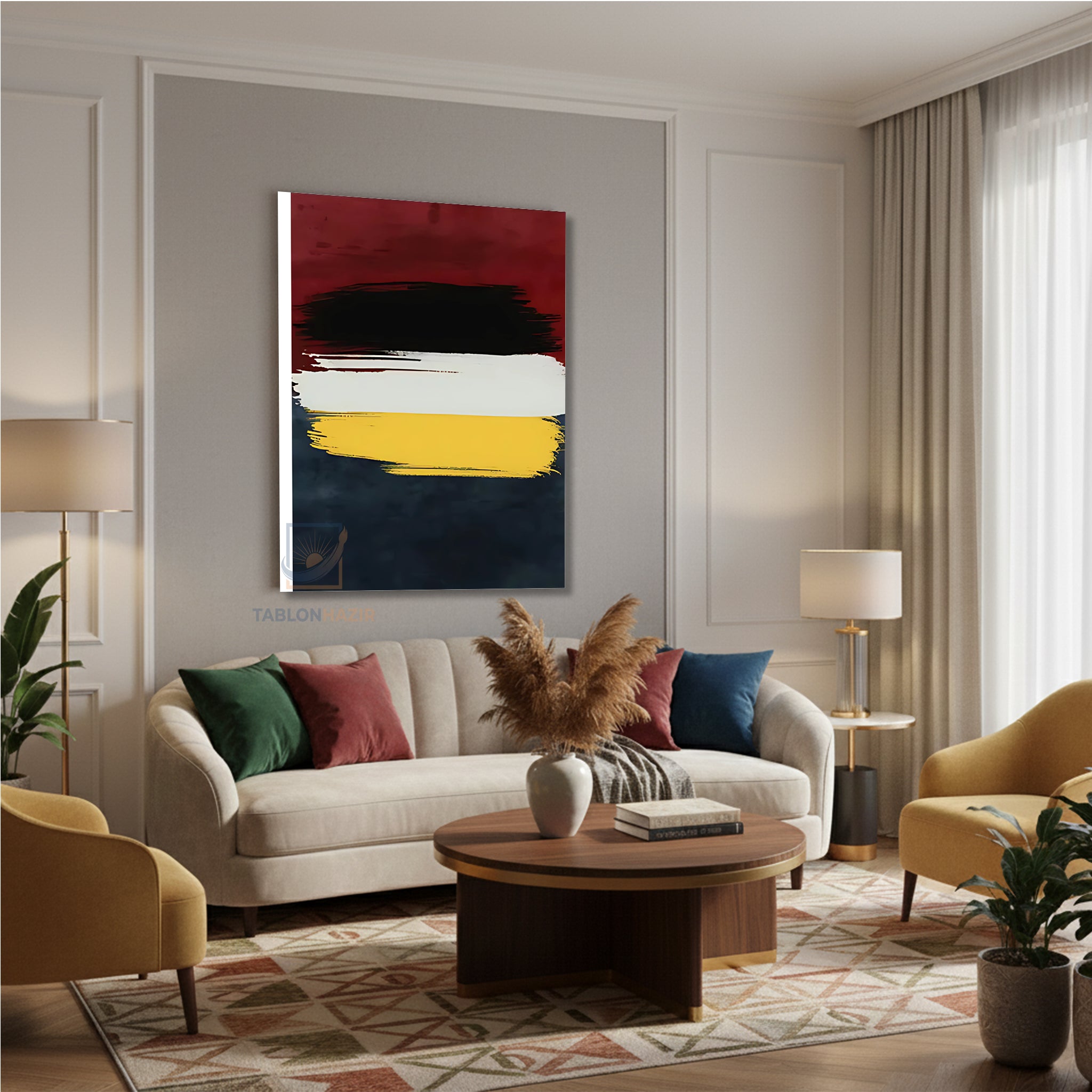 Dikey Kanvas Tablo Salon Duvar Tablosu Soyut 0012 Yeni Ev Hediyesi Ofis Tablosu