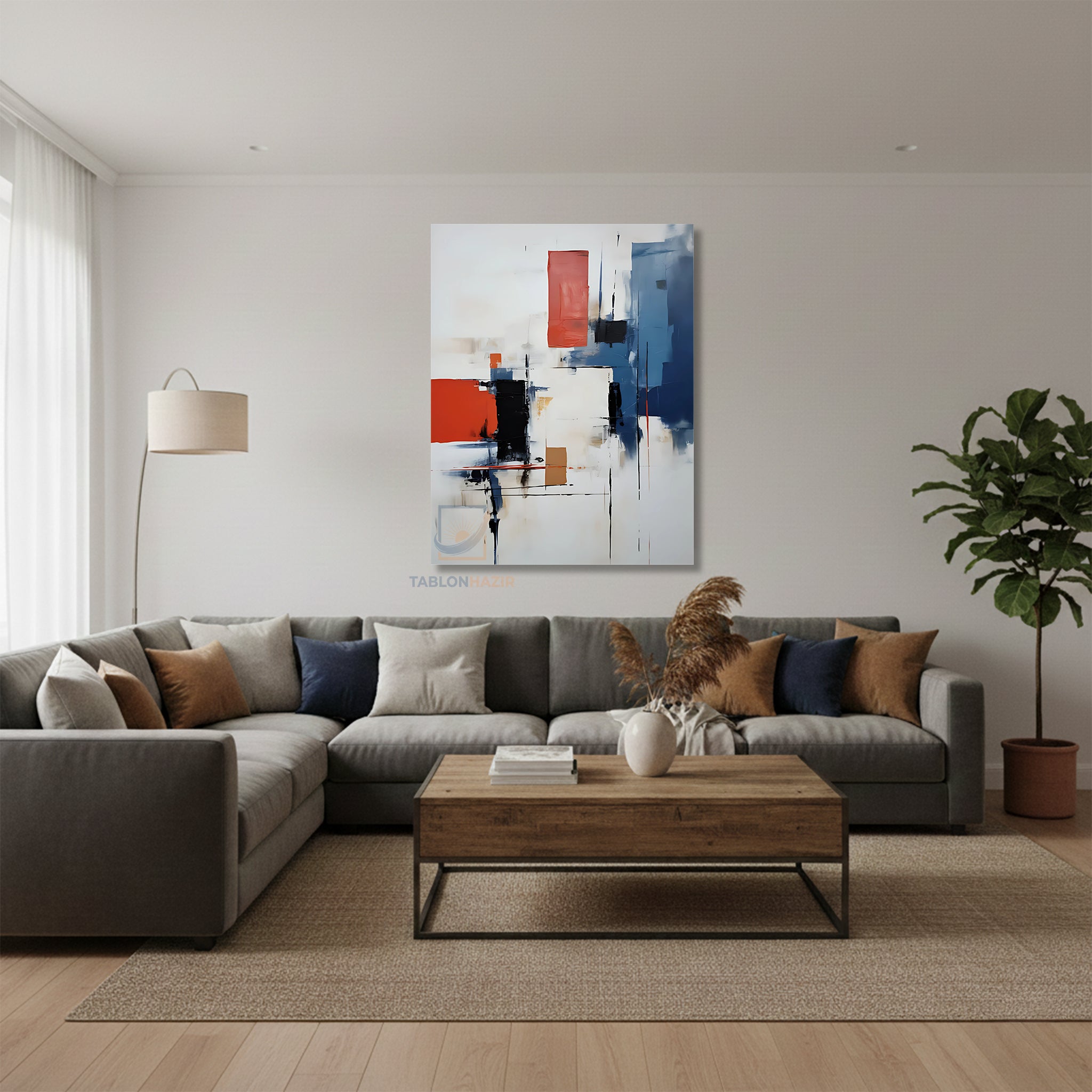 Dikey Kanvas Tablo Salon Duvar Tablosu Soyut 0013 Yeni Ev Hediyesi Ofis Tablosu