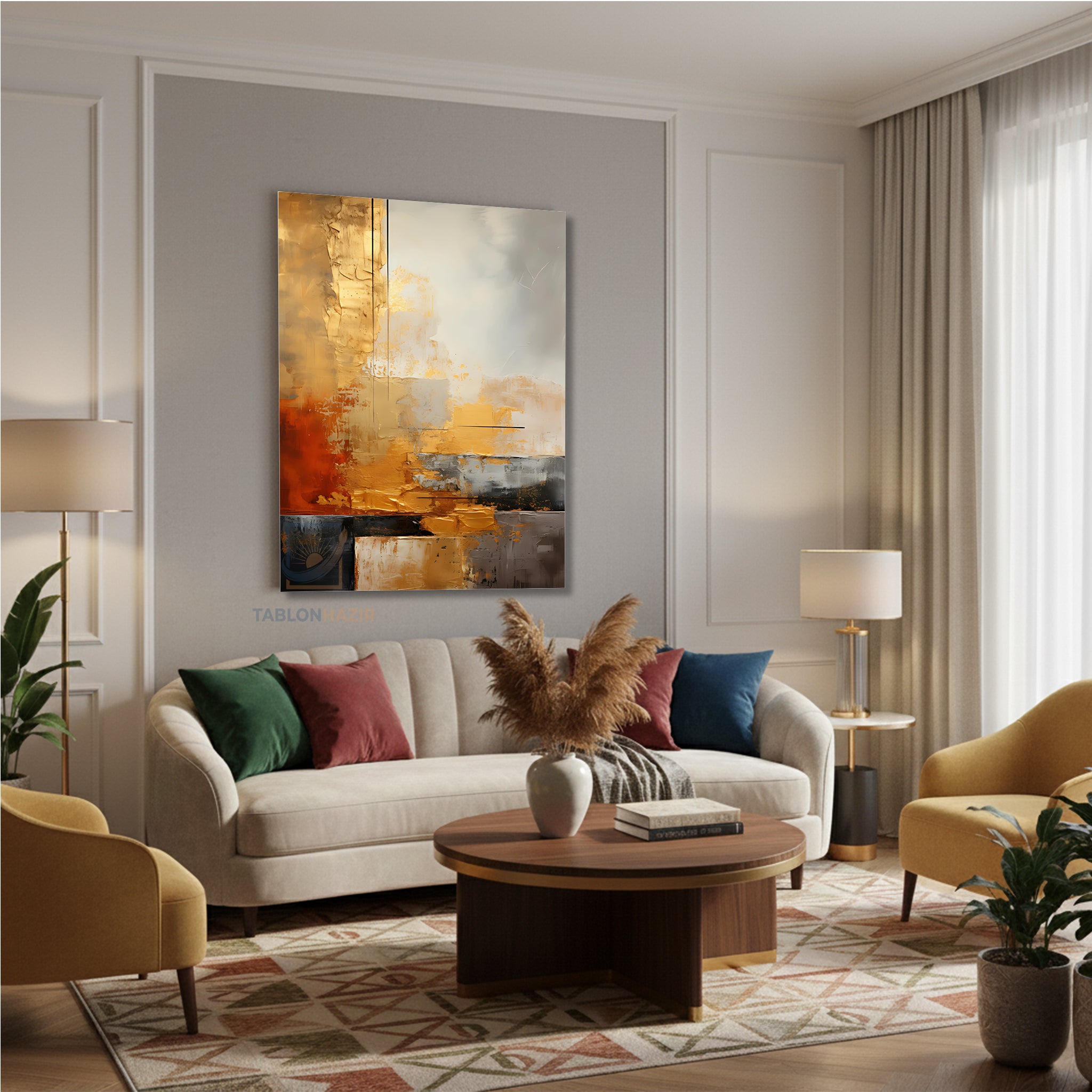 Dikey Kanvas Tablo Salon Duvar Tablosu Soyut 0014 Yeni Ev Hediyesi Ofis Tablosu