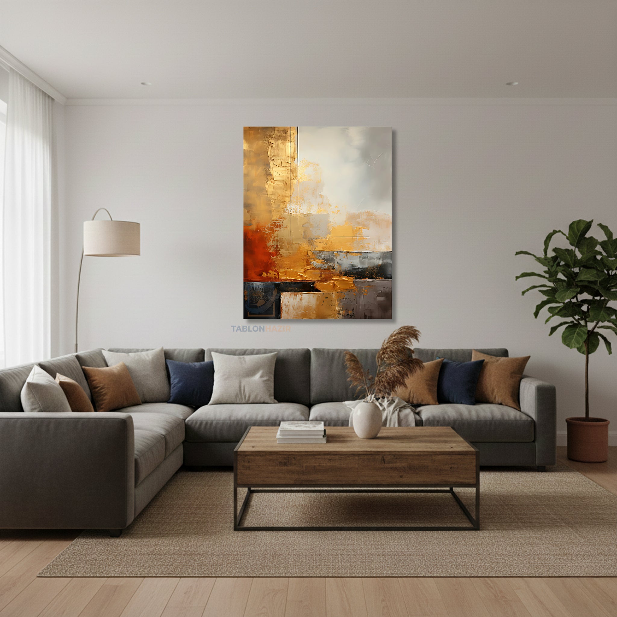 Dikey Kanvas Tablo Salon Duvar Tablosu Soyut 0014 Yeni Ev Hediyesi Ofis Tablosu