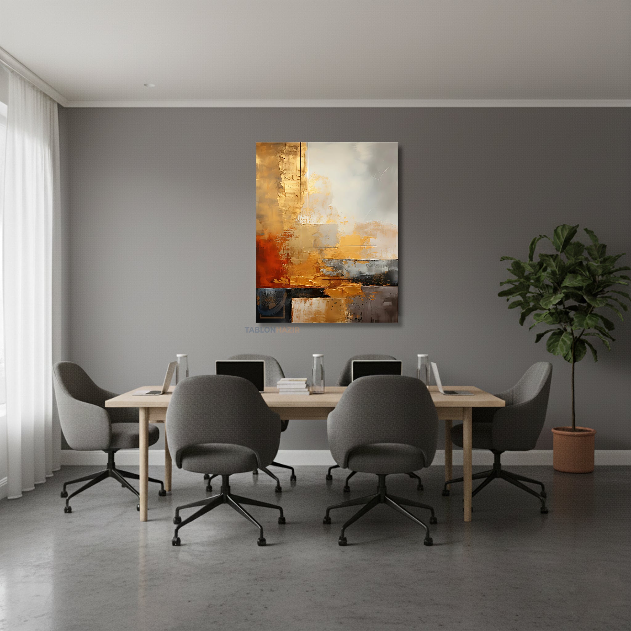 Dikey Kanvas Tablo Salon Duvar Tablosu Soyut 0014 Yeni Ev Hediyesi Ofis Tablosu