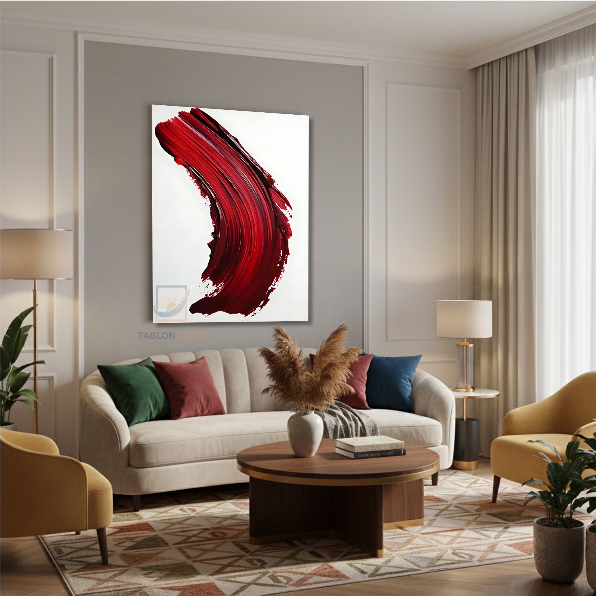 Dikey Kanvas Tablo Salon Duvar Tablosu Soyut 0015 Yeni Ev Hediyesi Ofis Tablosu