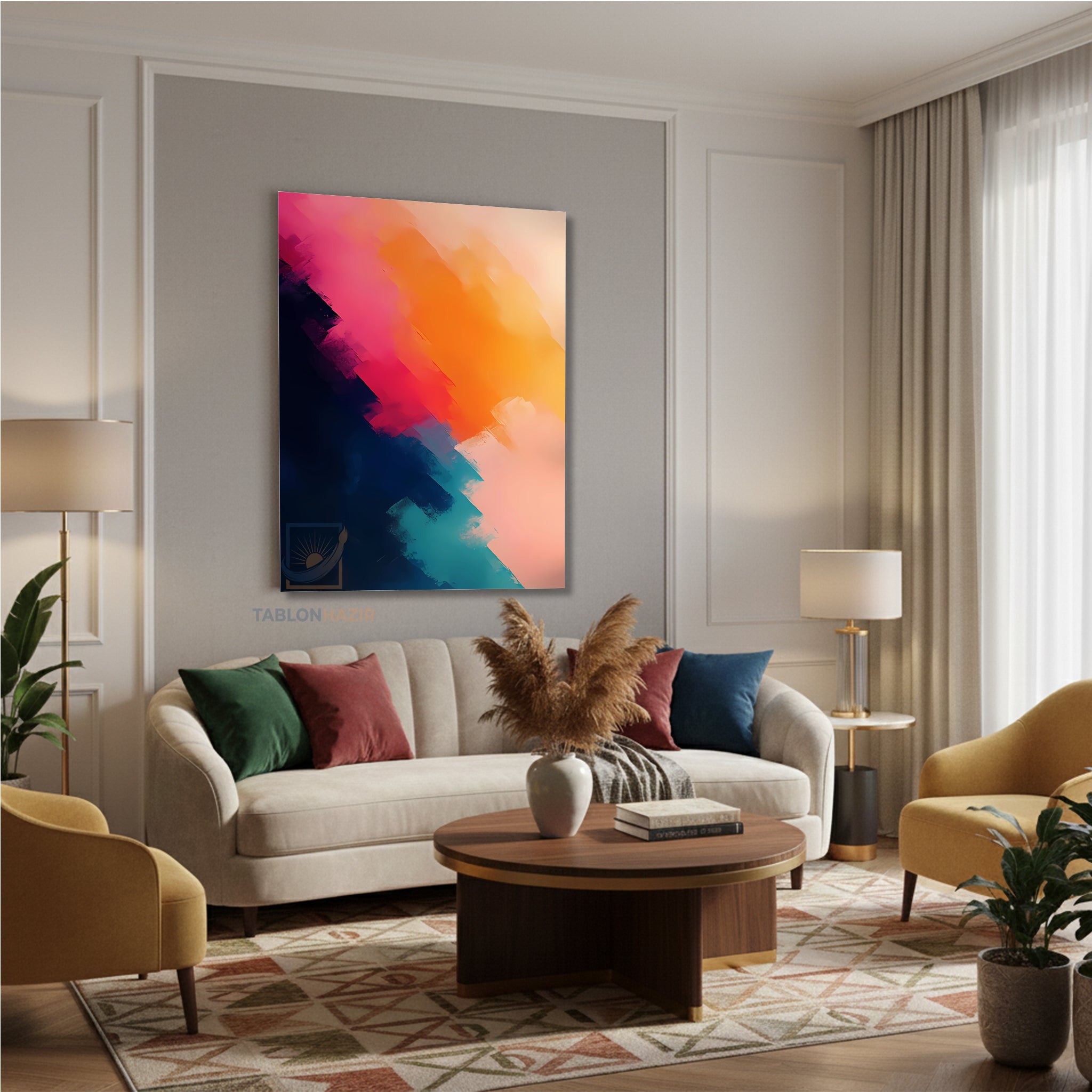 Dikey Kanvas Tablo Salon Duvar Tablosu Soyut 0016 Yeni Ev Hediyesi Ofis Tablosu