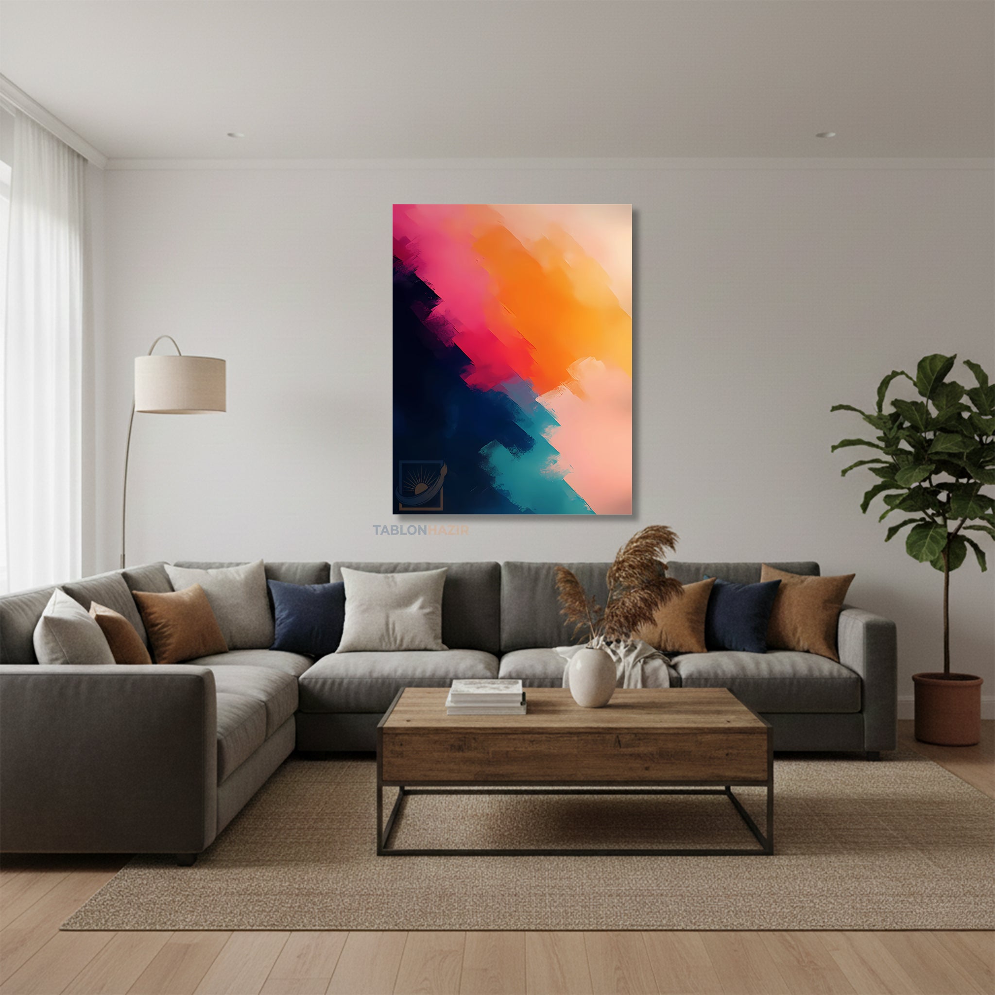 Dikey Kanvas Tablo Salon Duvar Tablosu Soyut 0016 Yeni Ev Hediyesi Ofis Tablosu