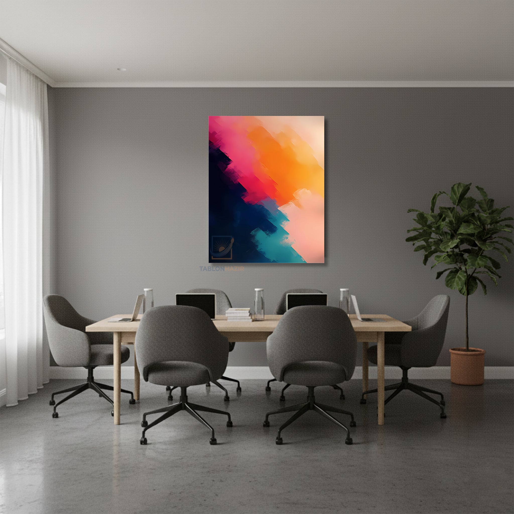 Dikey Kanvas Tablo Salon Duvar Tablosu Soyut 0016 Yeni Ev Hediyesi Ofis Tablosu