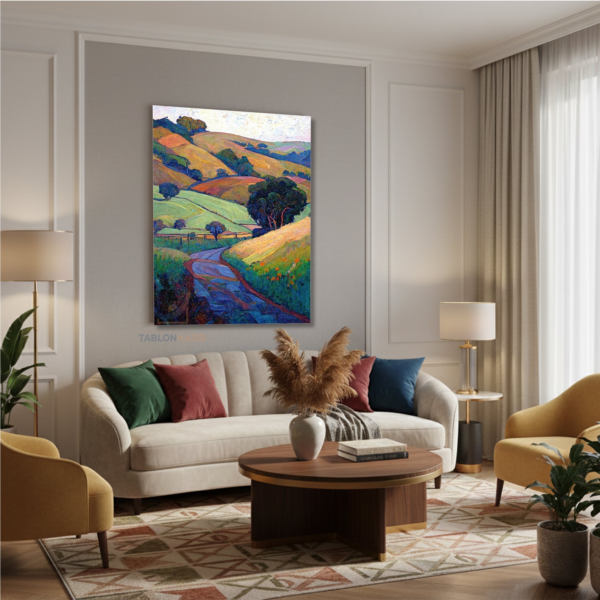 Dikey Kanvas Tablo Salon Duvar Tablosu Soyut 0017 Yeni Ev Hediyesi Ofis Tablosu