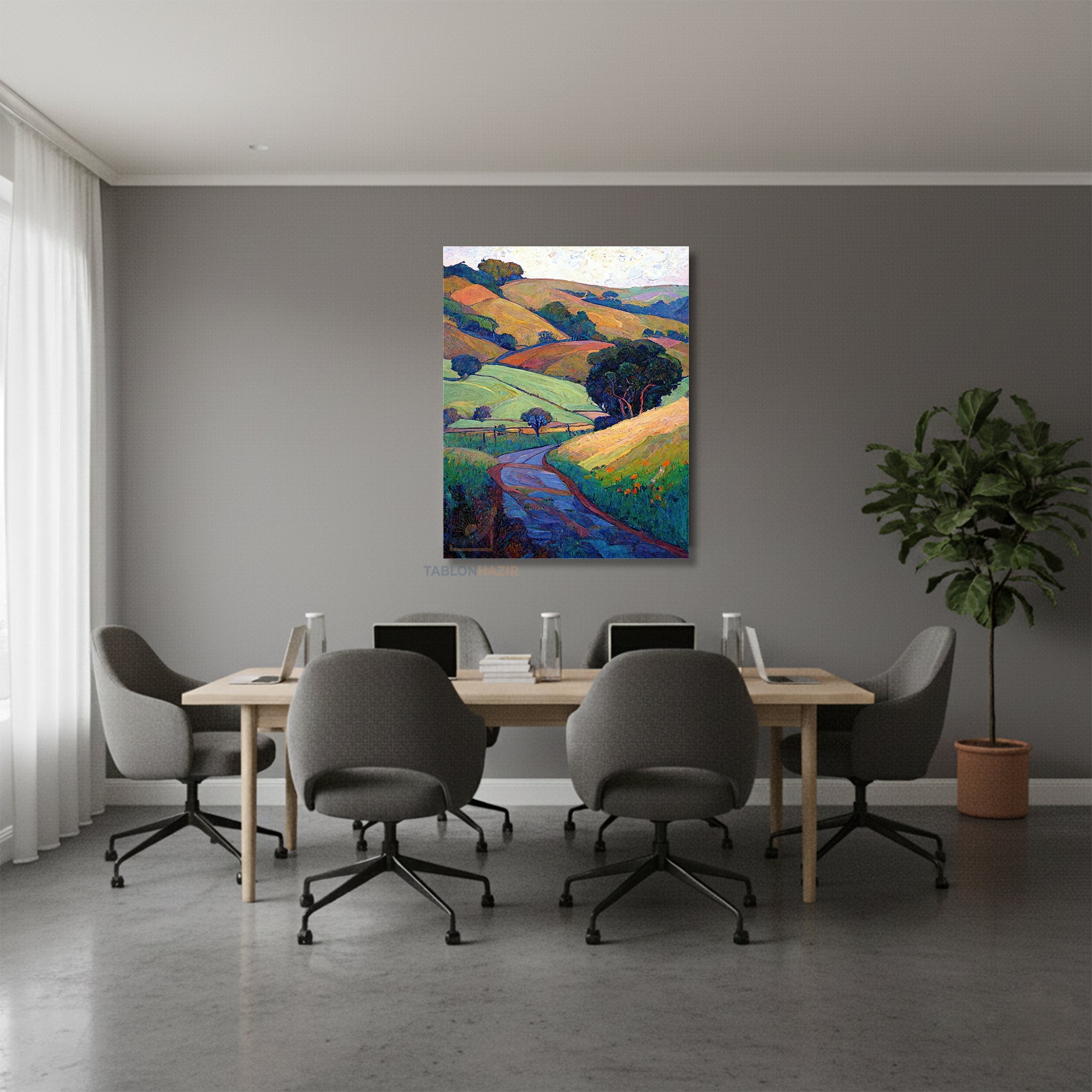 Dikey Kanvas Tablo Salon Duvar Tablosu Soyut 0017 Yeni Ev Hediyesi Ofis Tablosu