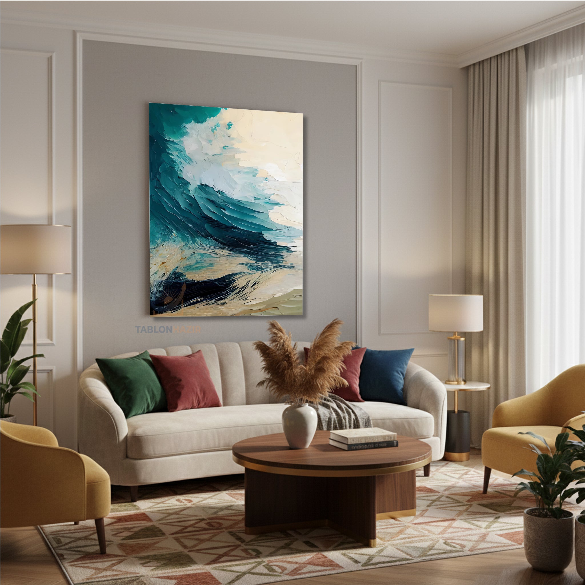 Dikey Kanvas Tablo Salon Duvar Tablosu Soyut 0018 Yeni Ev Hediyesi Ofis Tablosu