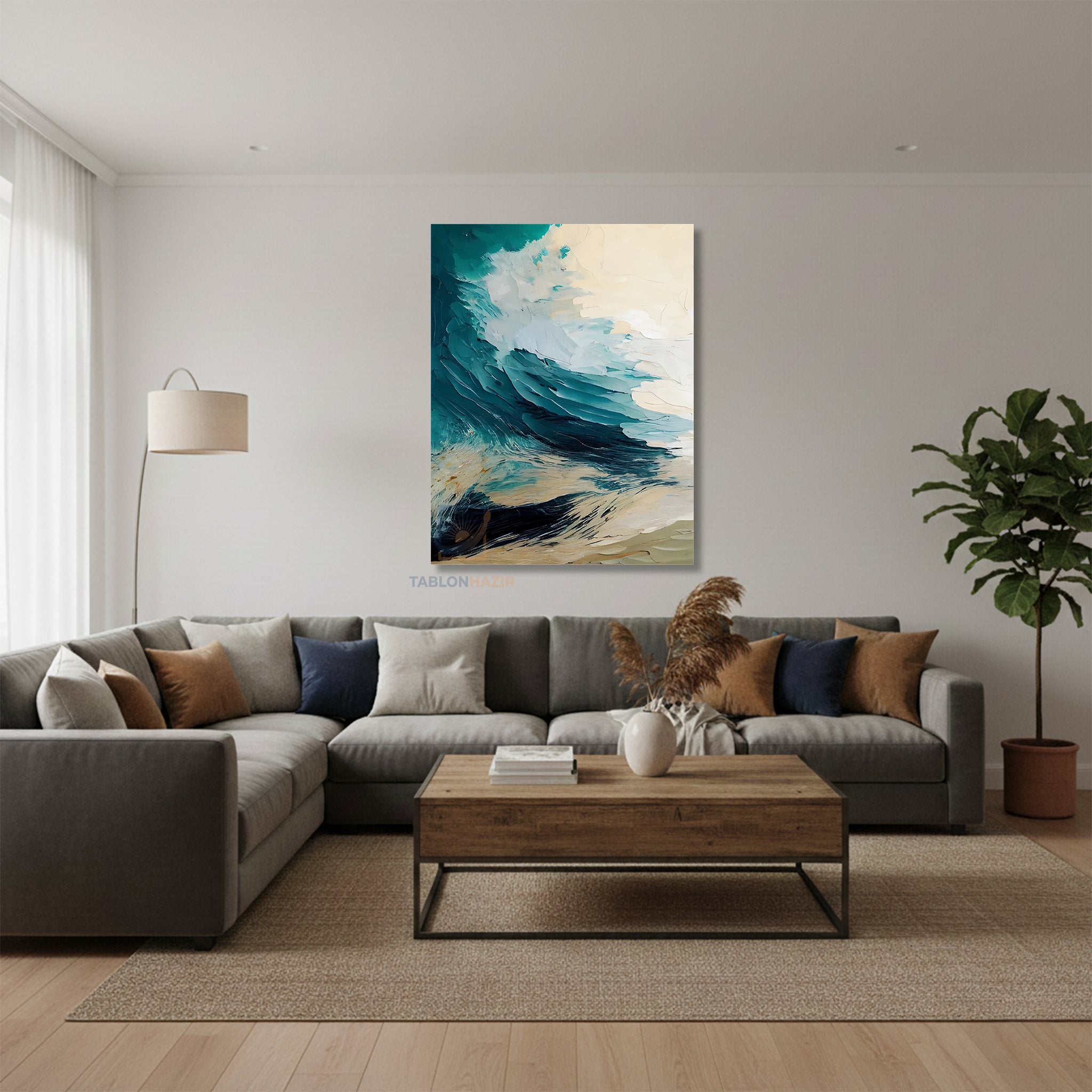 Dikey Kanvas Tablo Salon Duvar Tablosu Soyut 0018 Yeni Ev Hediyesi Ofis Tablosu