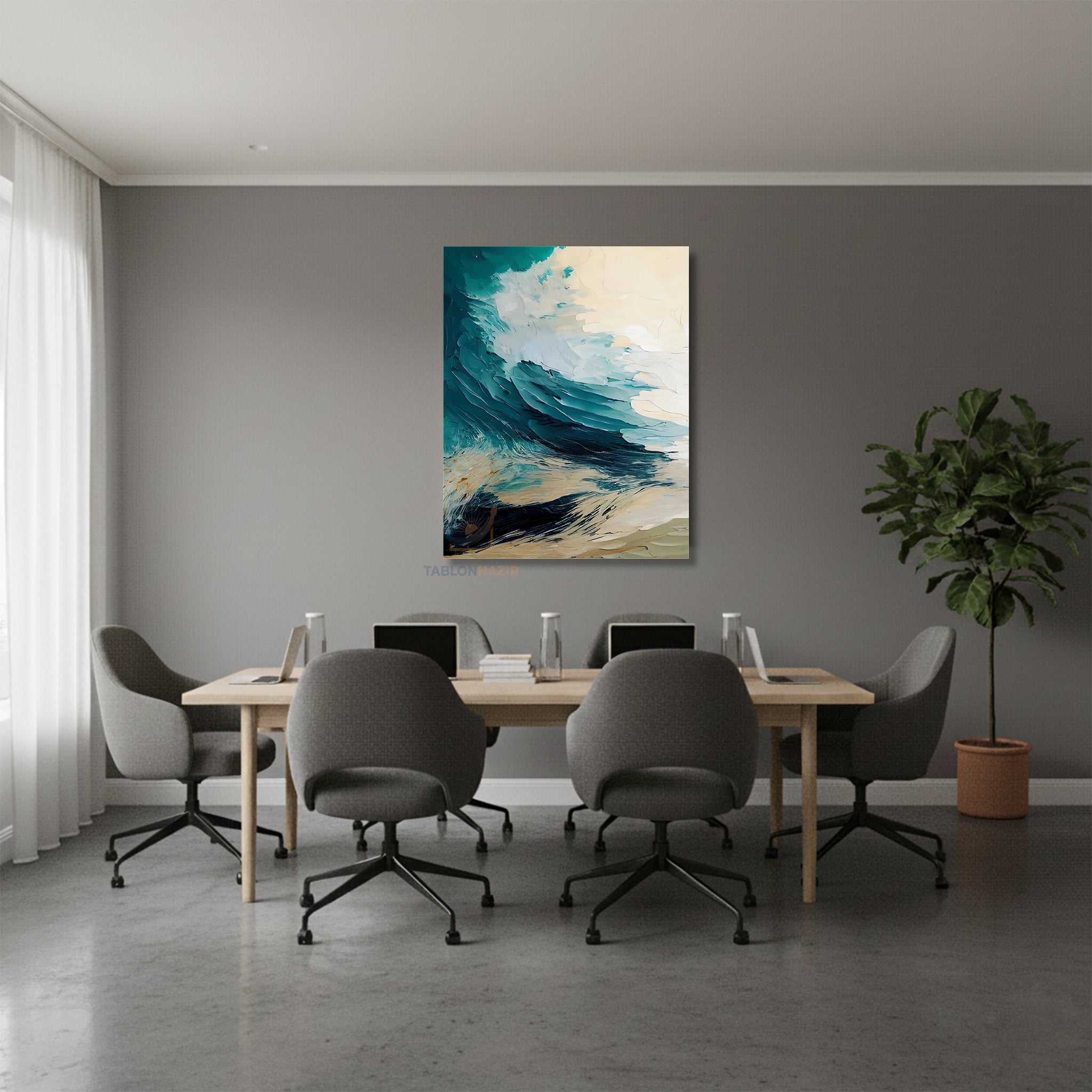 Dikey Kanvas Tablo Salon Duvar Tablosu Soyut 0018 Yeni Ev Hediyesi Ofis Tablosu