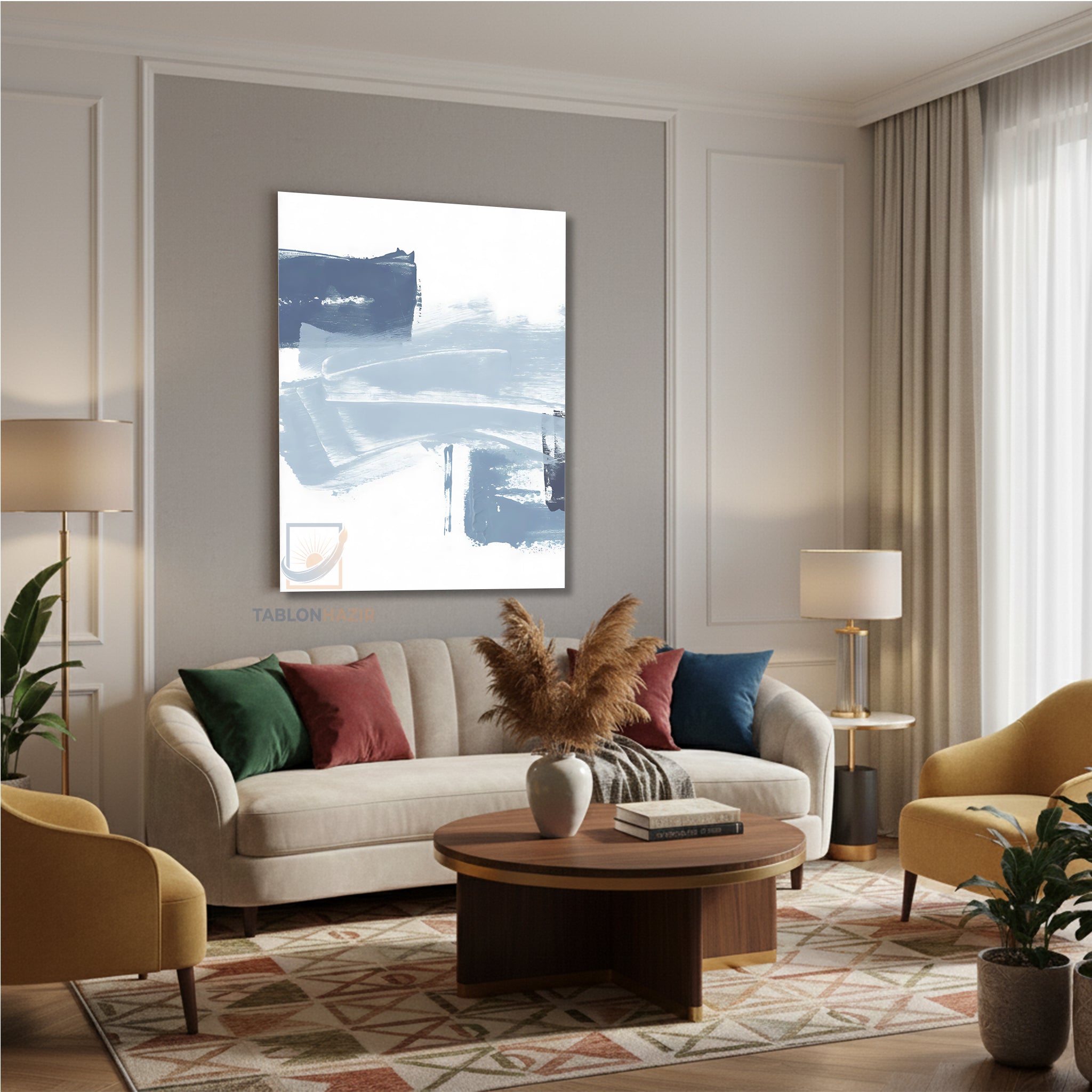 Dikey Kanvas Tablo Salon Duvar Tablosu Soyut 0019 Yeni Ev Hediyesi Ofis Tablosu