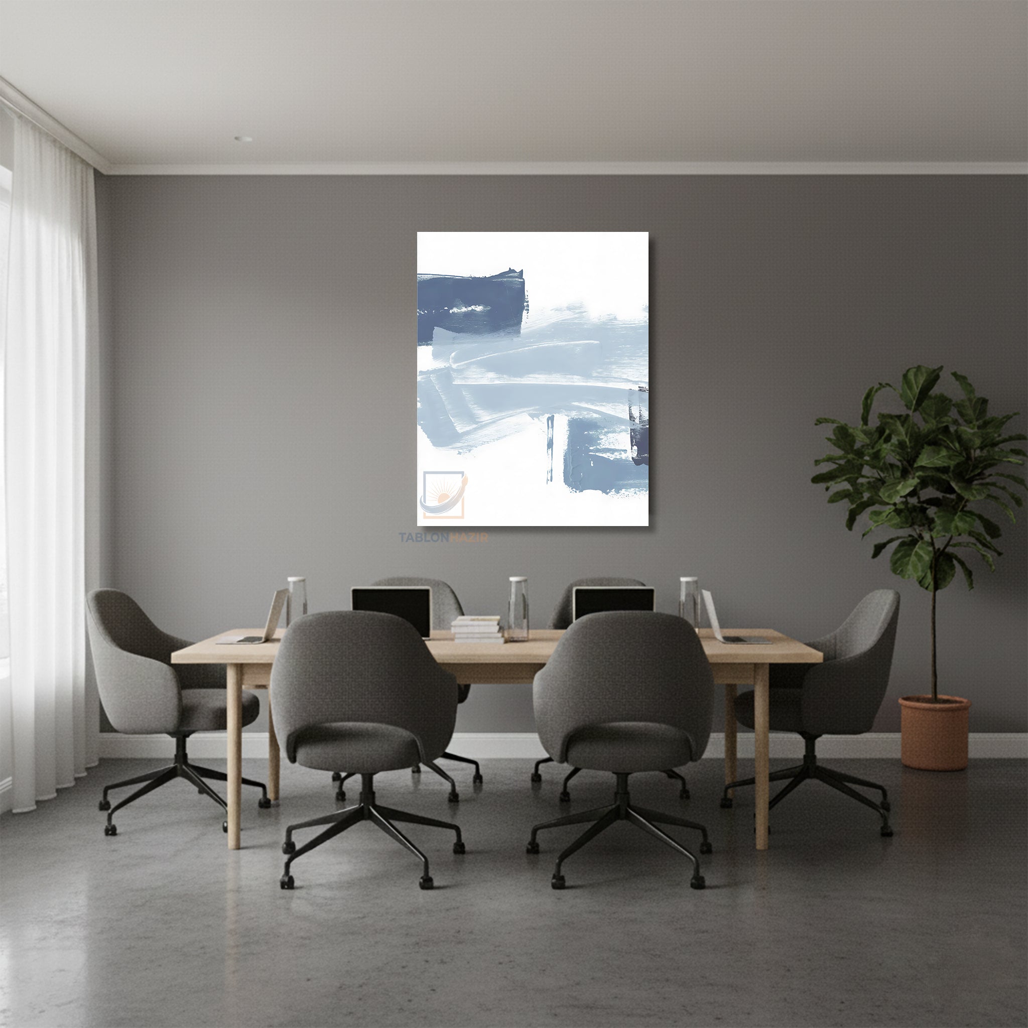 Dikey Kanvas Tablo Salon Duvar Tablosu Soyut 0019 Yeni Ev Hediyesi Ofis Tablosu