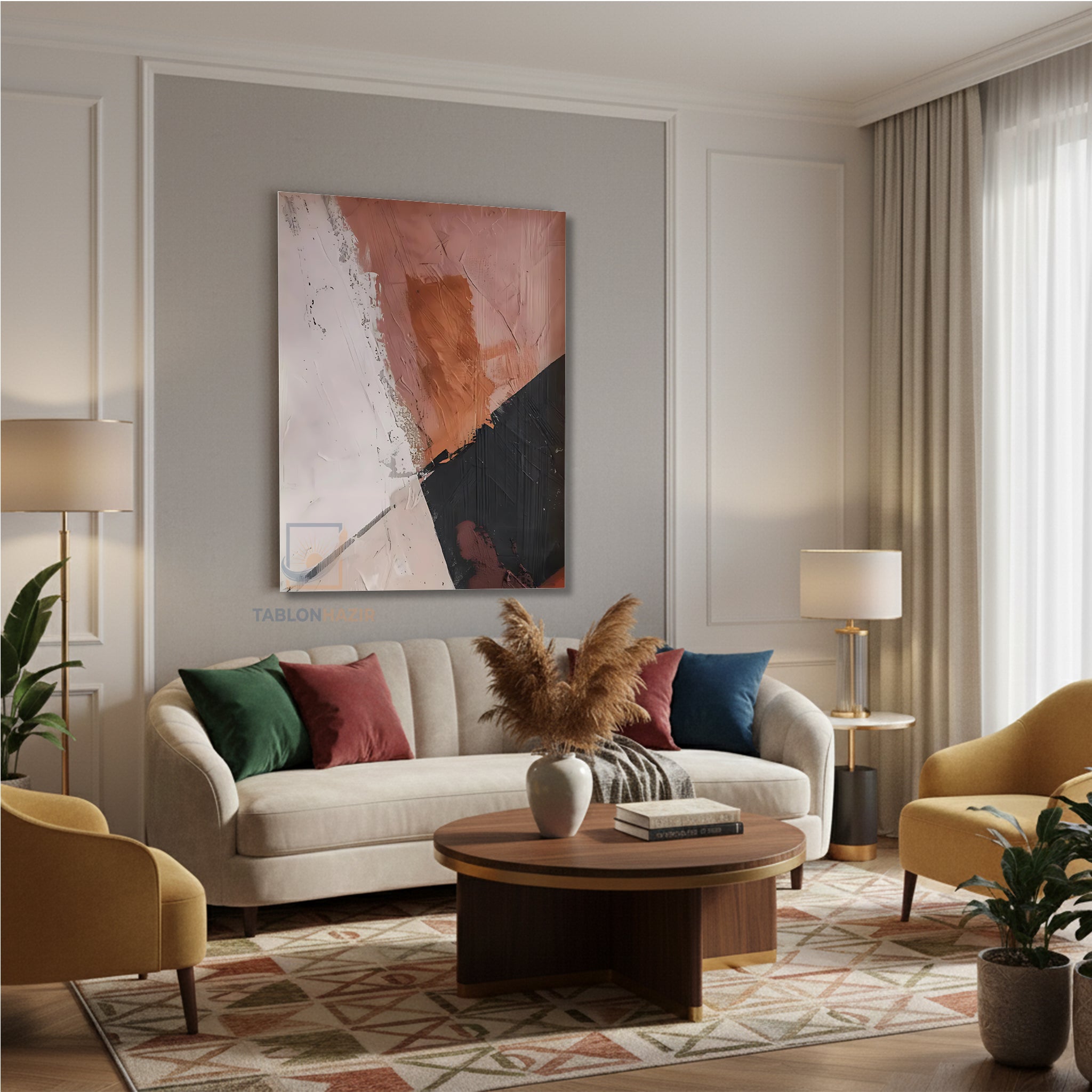 Dikey Kanvas Tablo Salon Duvar Tablosu Soyut 0020 Yeni Ev Hediyesi Ofis Tablosu