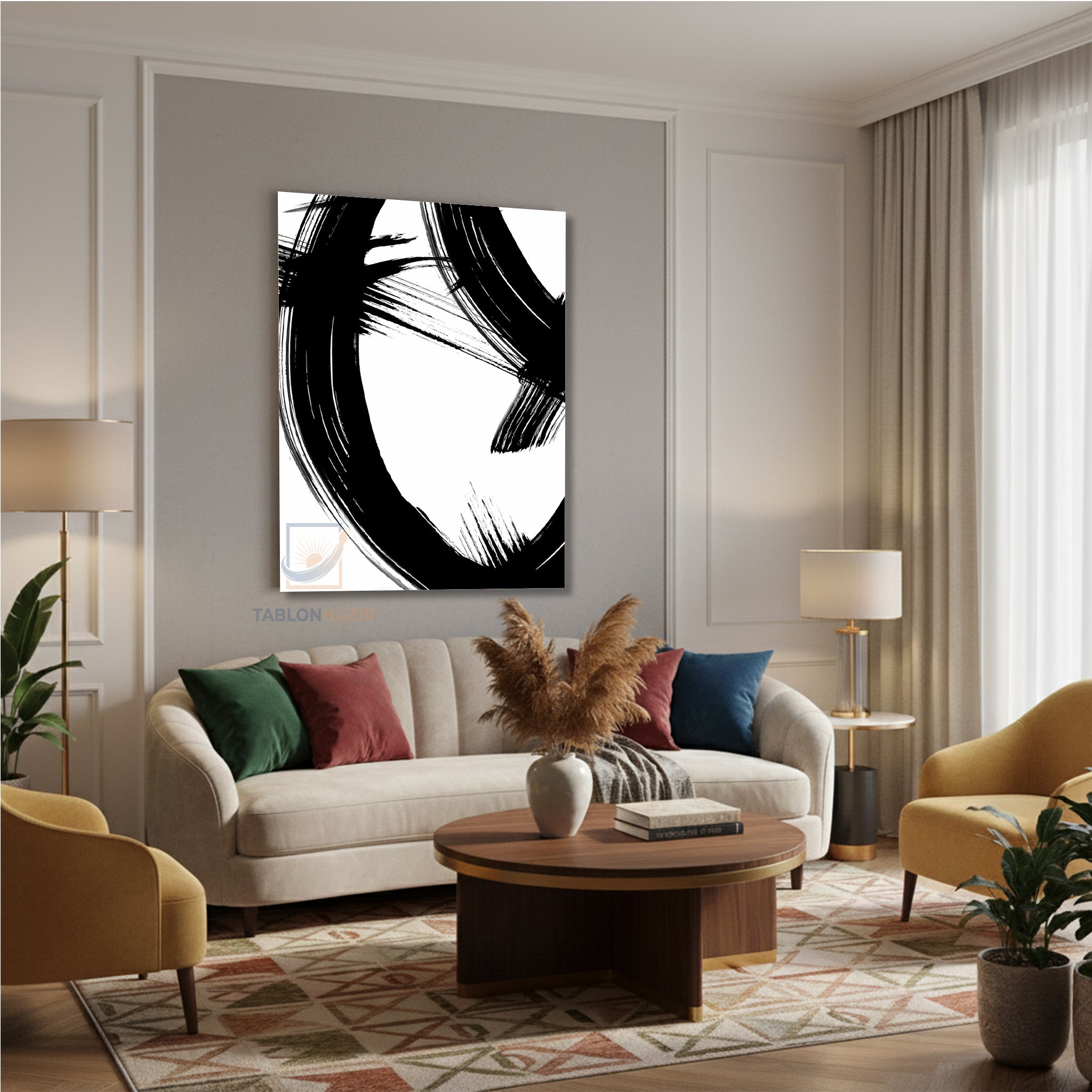 Dikey Kanvas Tablo Salon Duvar Tablosu Soyut 0021 Yeni Ev Hediyesi Ofis Tablosu