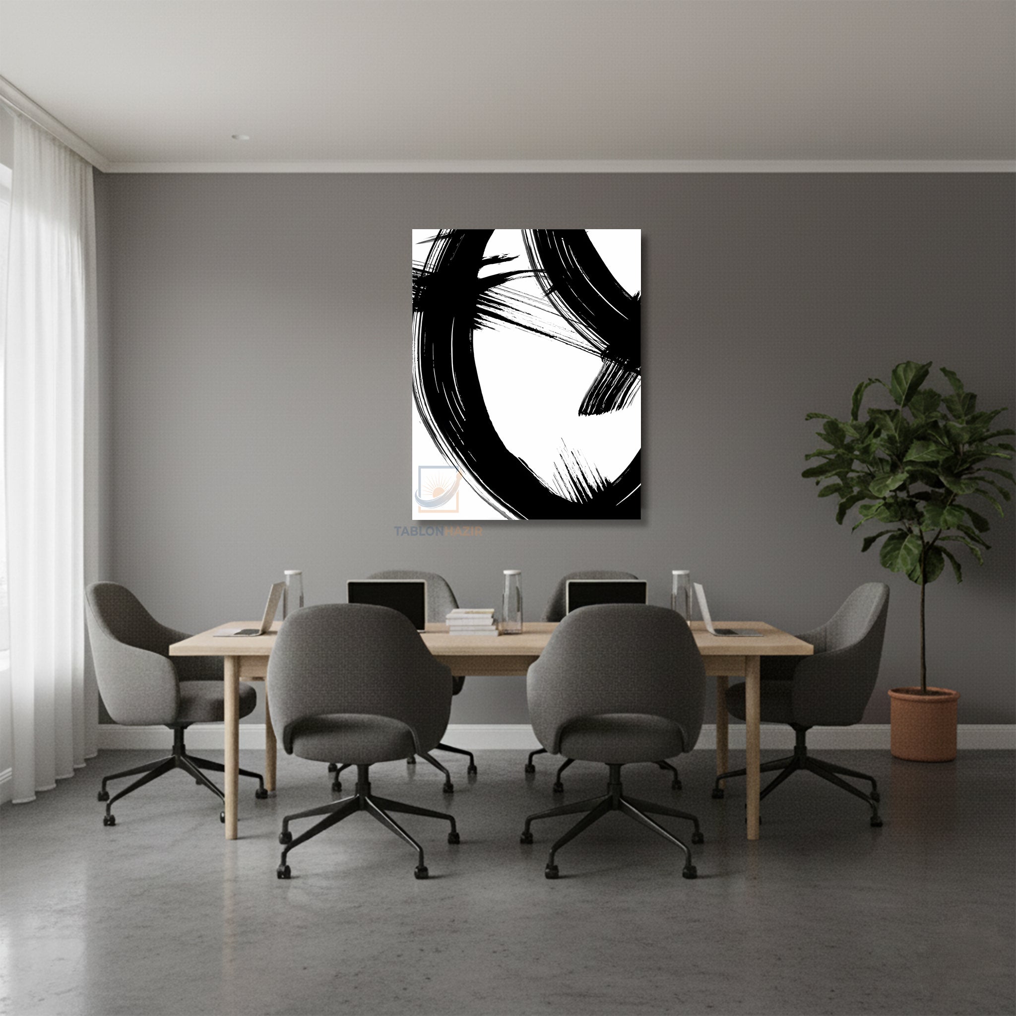 Dikey Kanvas Tablo Salon Duvar Tablosu Soyut 0021 Yeni Ev Hediyesi Ofis Tablosu