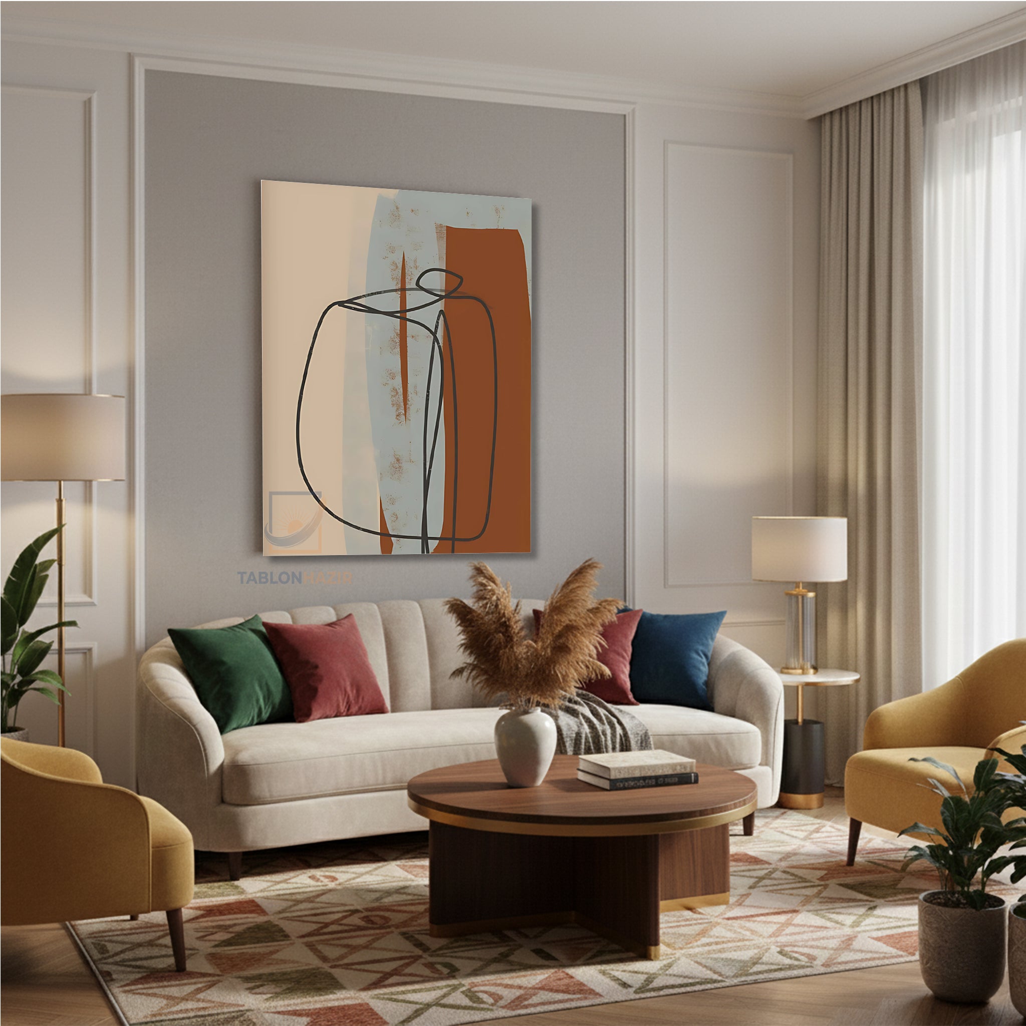 Dikey Kanvas Tablo Salon Duvar Tablosu Soyut 0022 Yeni Ev Hediyesi Ofis Tablosu