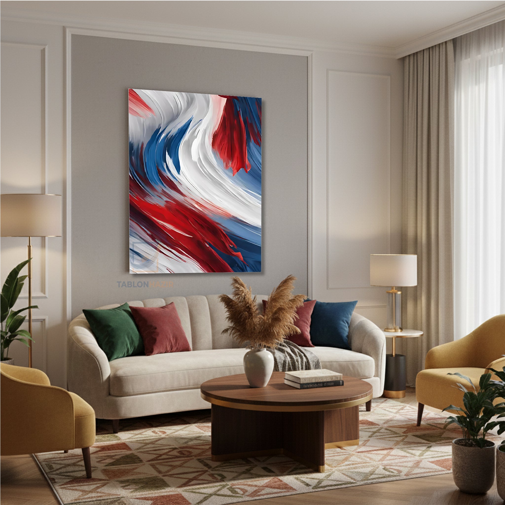 Dikey Kanvas Tablo Salon Duvar Tablosu Soyut 0023 Yeni Ev Hediyesi Ofis Tablosu