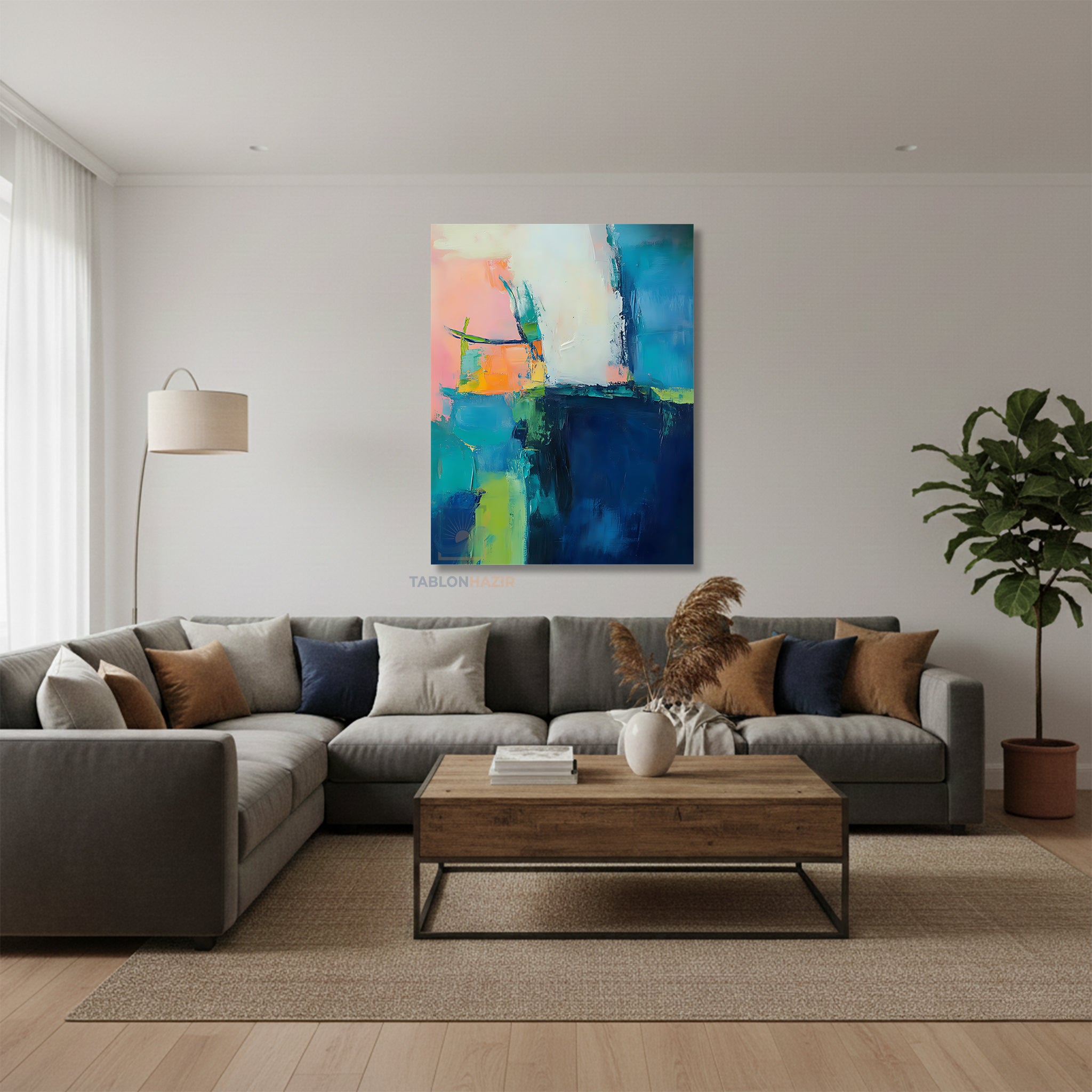 Dikey Kanvas Tablo Salon Duvar Tablosu Soyut 0024 Yeni Ev Hediyesi Ofis Tablosu