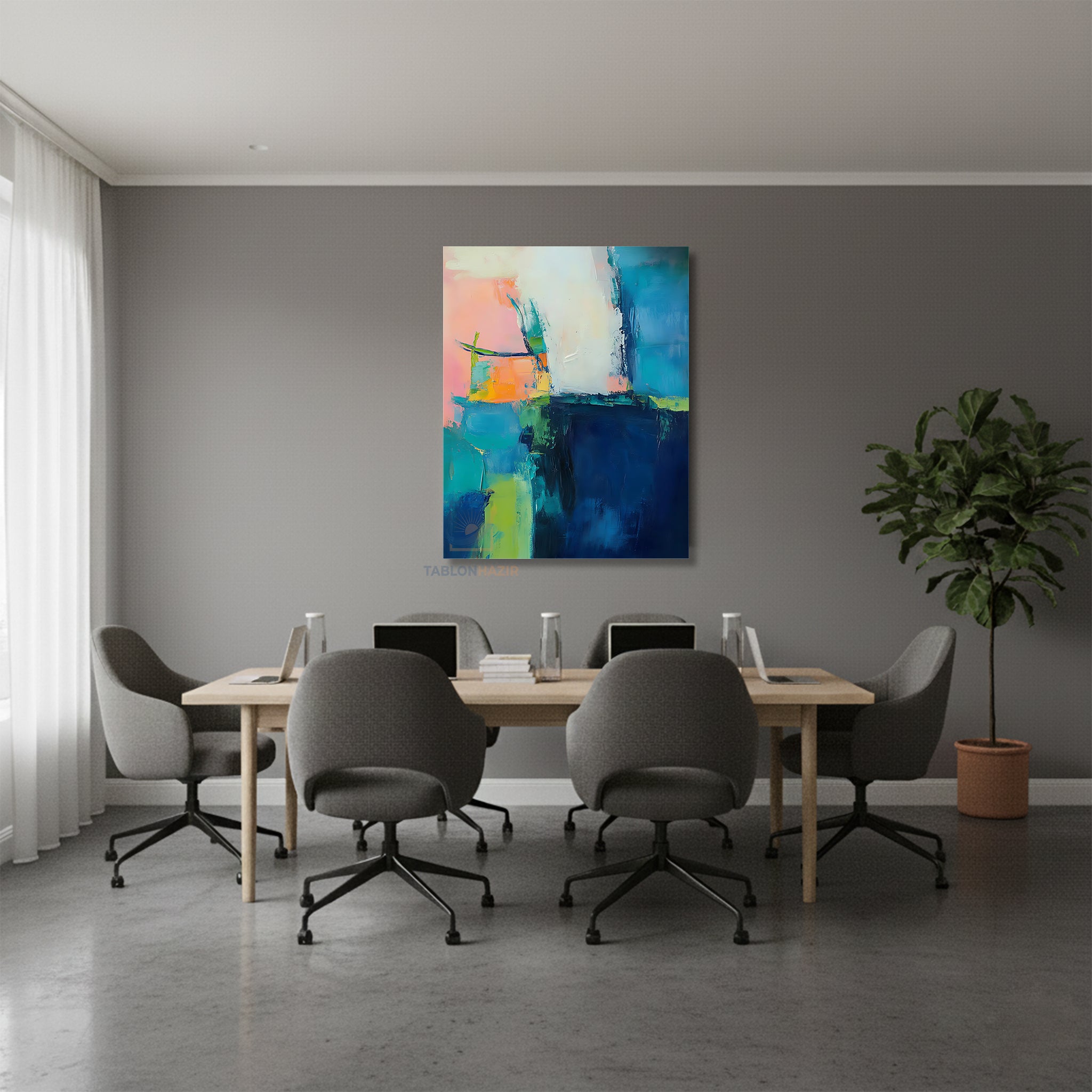 Dikey Kanvas Tablo Salon Duvar Tablosu Soyut 0024 Yeni Ev Hediyesi Ofis Tablosu