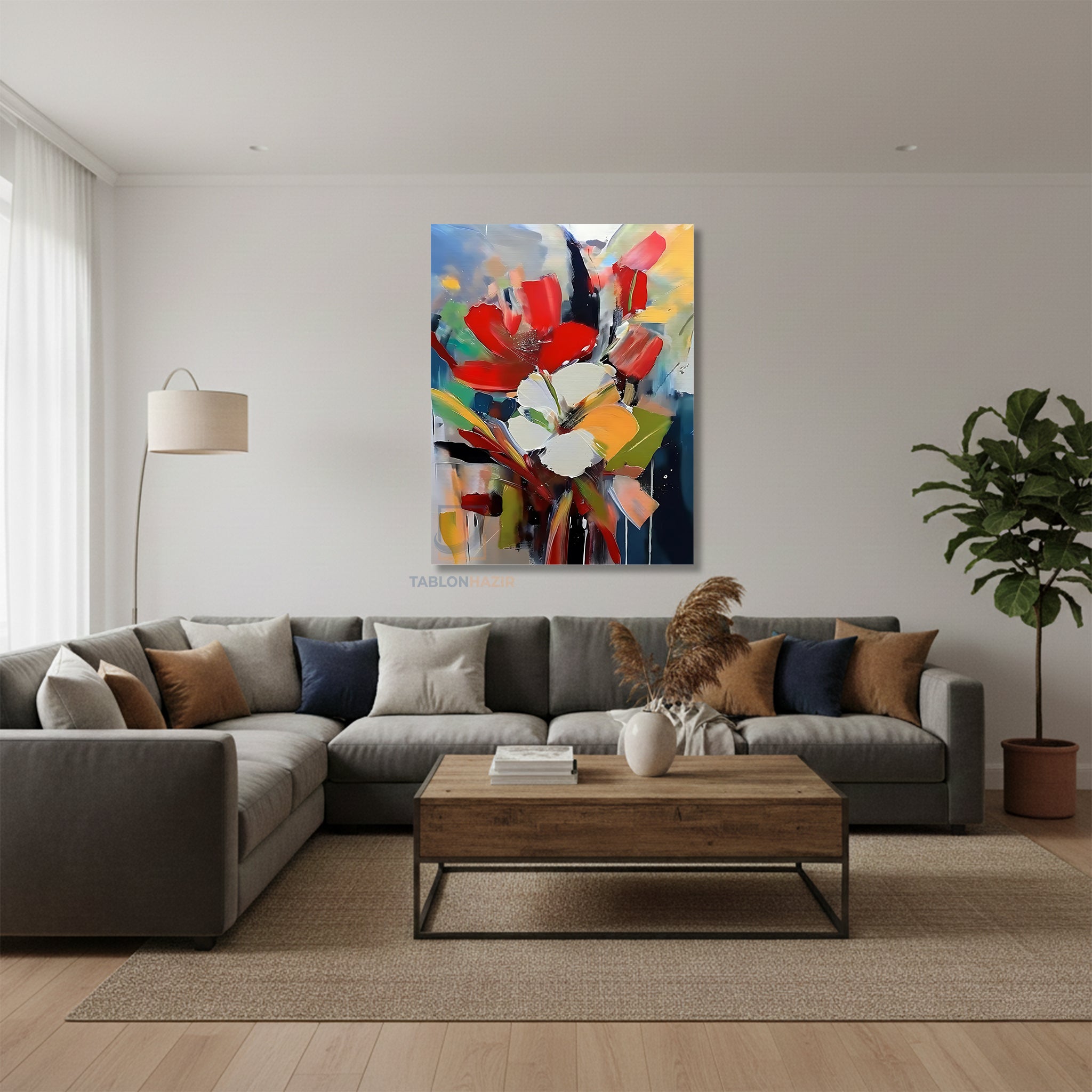 Dikey Kanvas Tablo Salon Duvar Tablosu Soyut 0025 Yeni Ev Hediyesi Ofis Tablosu