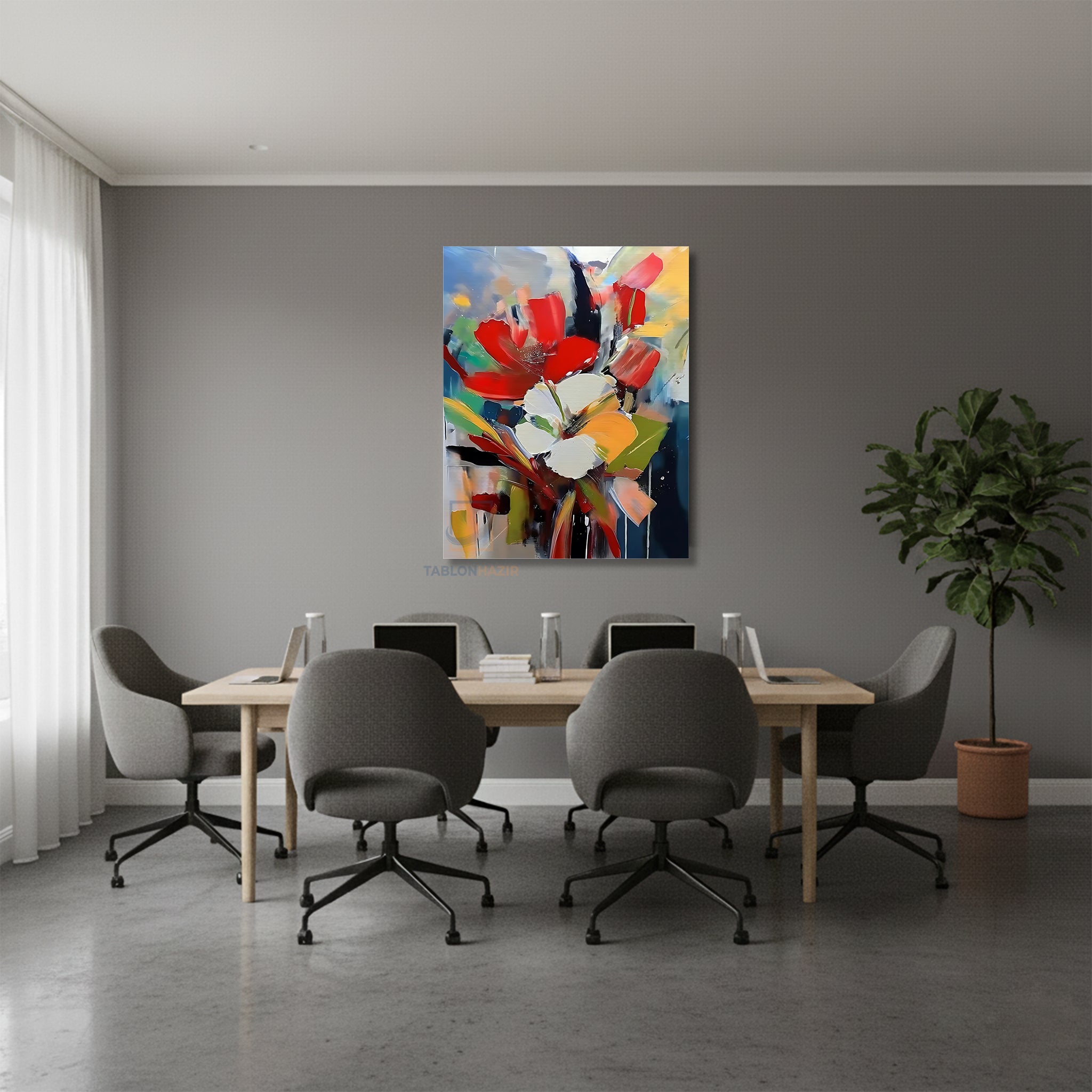 Dikey Kanvas Tablo Salon Duvar Tablosu Soyut 0025 Yeni Ev Hediyesi Ofis Tablosu