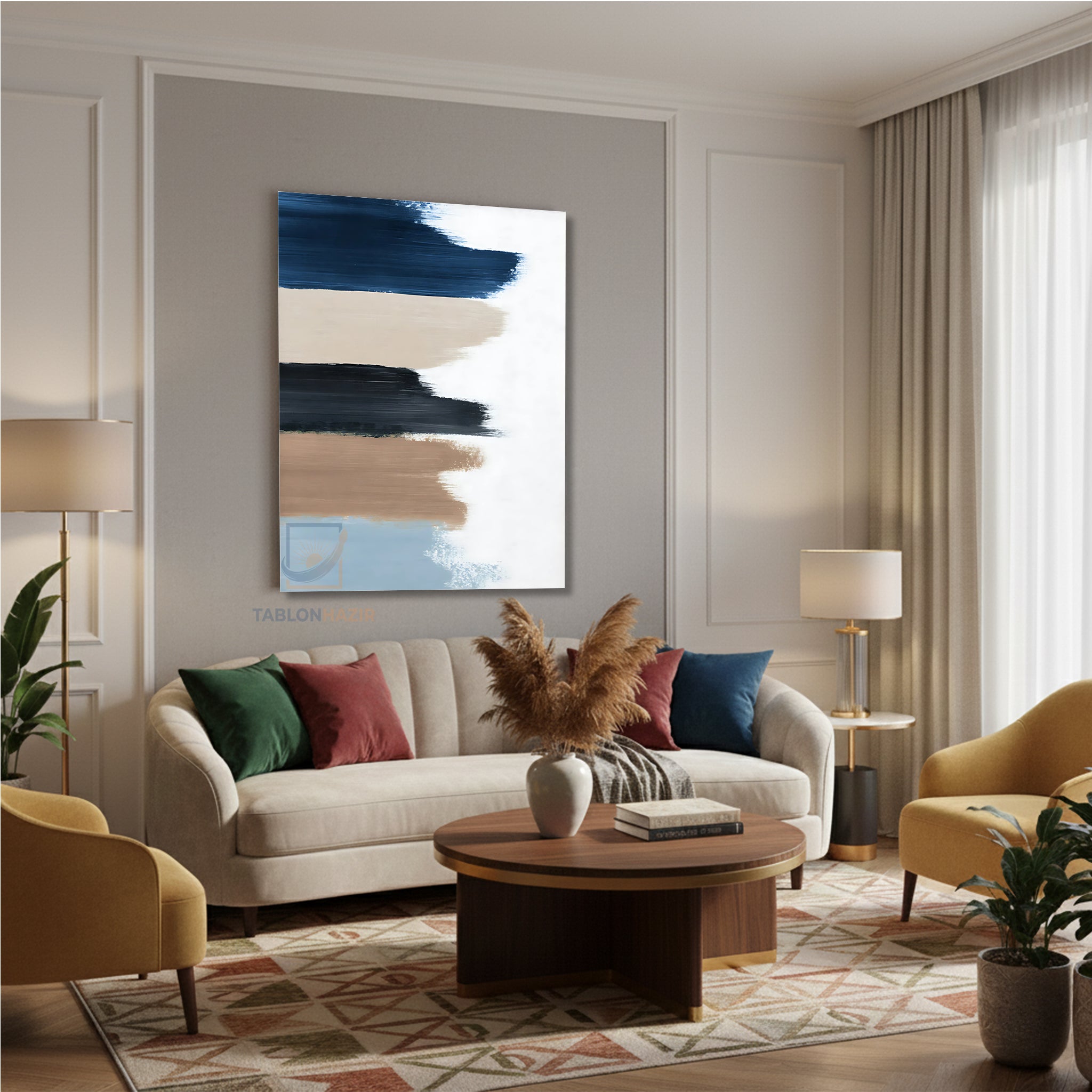 Dikey Kanvas Tablo Salon Duvar Tablosu Soyut 0028 Yeni Ev Hediyesi Ofis Tablosu